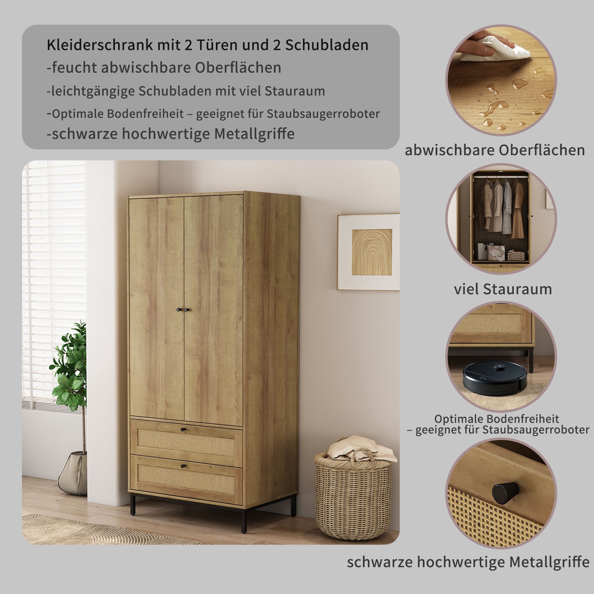 OTTO home Kleiderschrank »Montala Schlafzimmerschrank Garderobe Boho Design Bestseller«