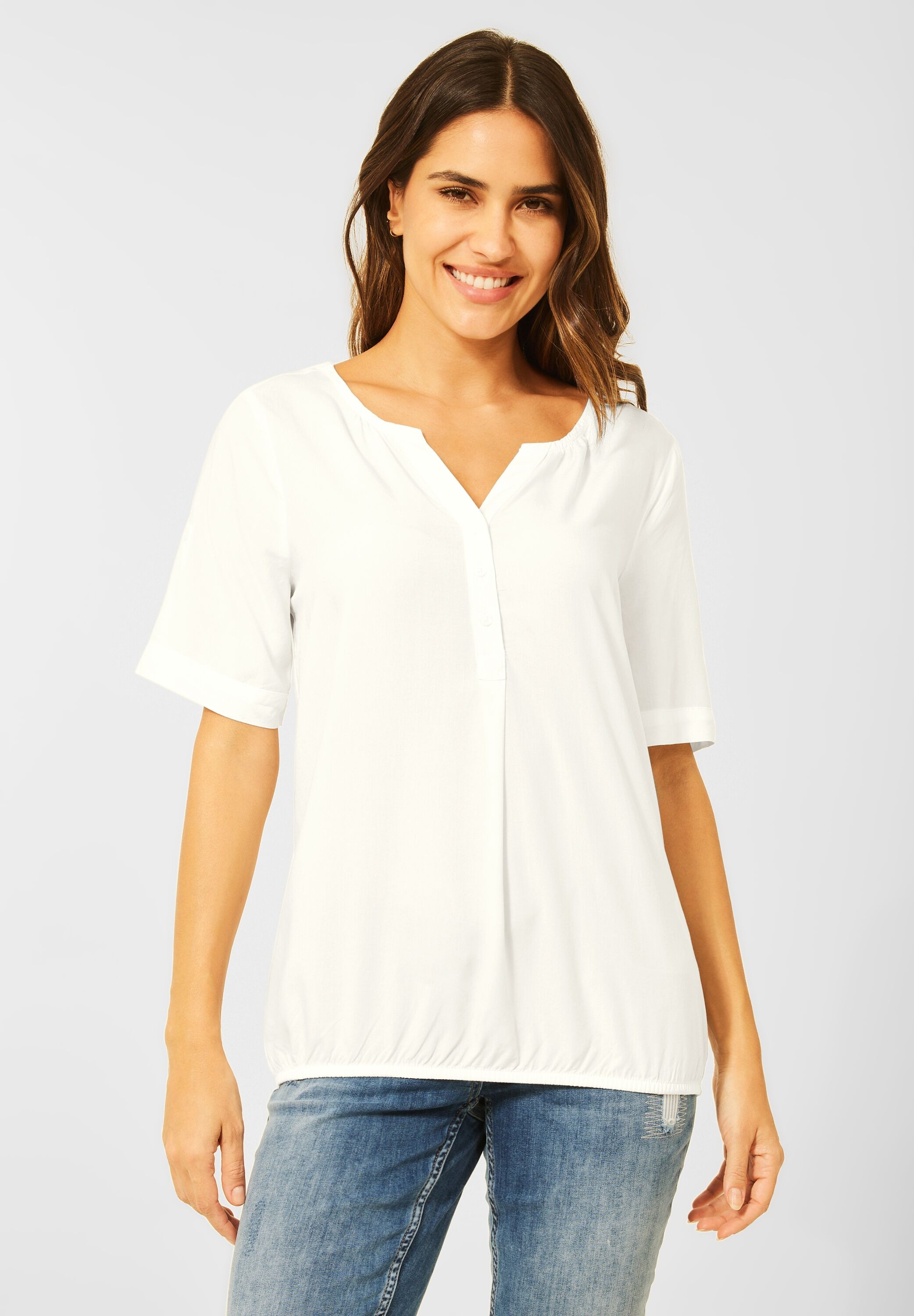 Damen Blusen Mit Gummizug Am Bund Cecil Kurzarmbluse, mit Gummizug im Bund bestellen | BAUR