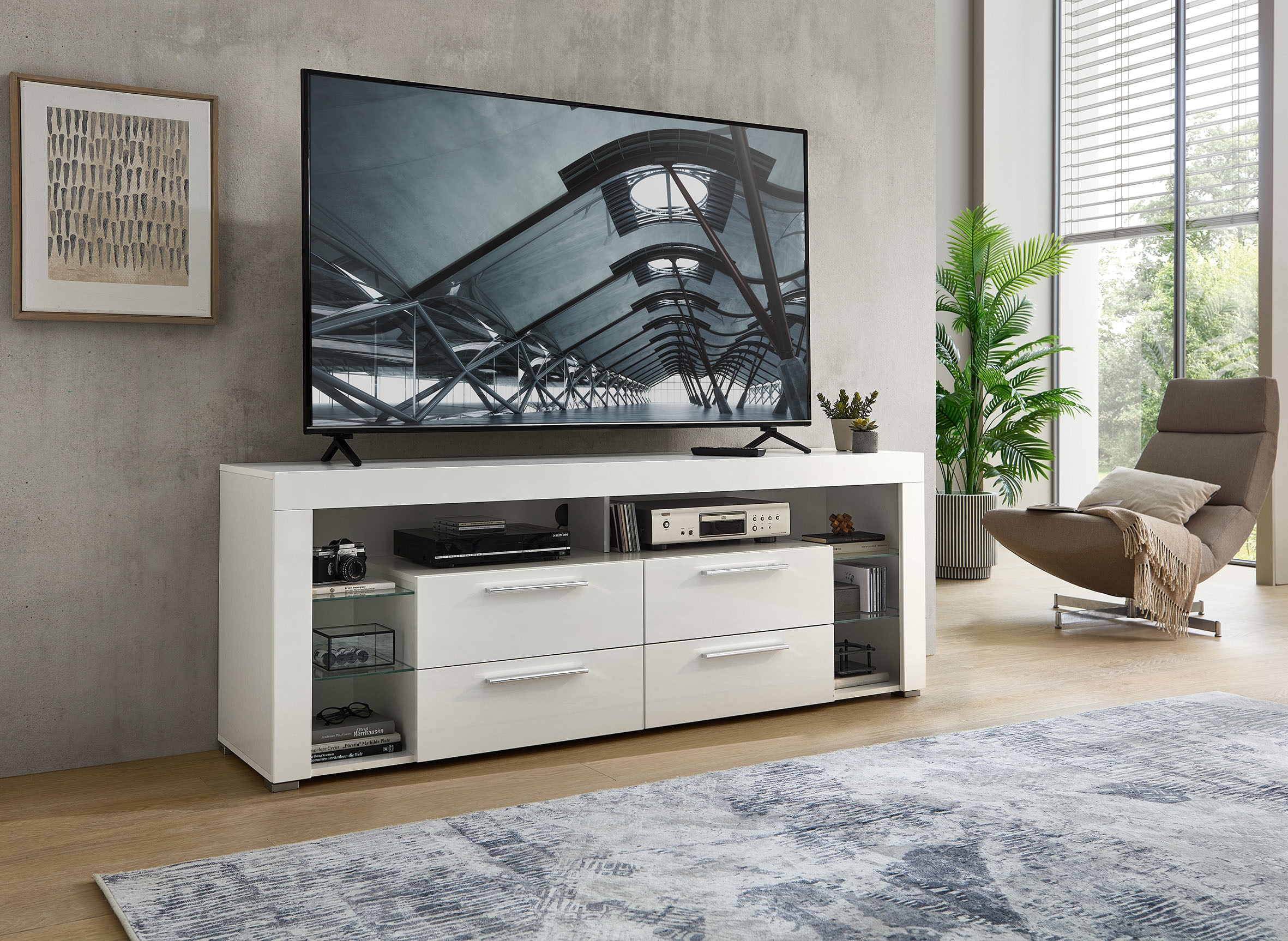 Stolkom TV-Schrank »Goal«, 4 Schubkästen, 6 offenen Fächern, Stellmaß 179/66/44 cm