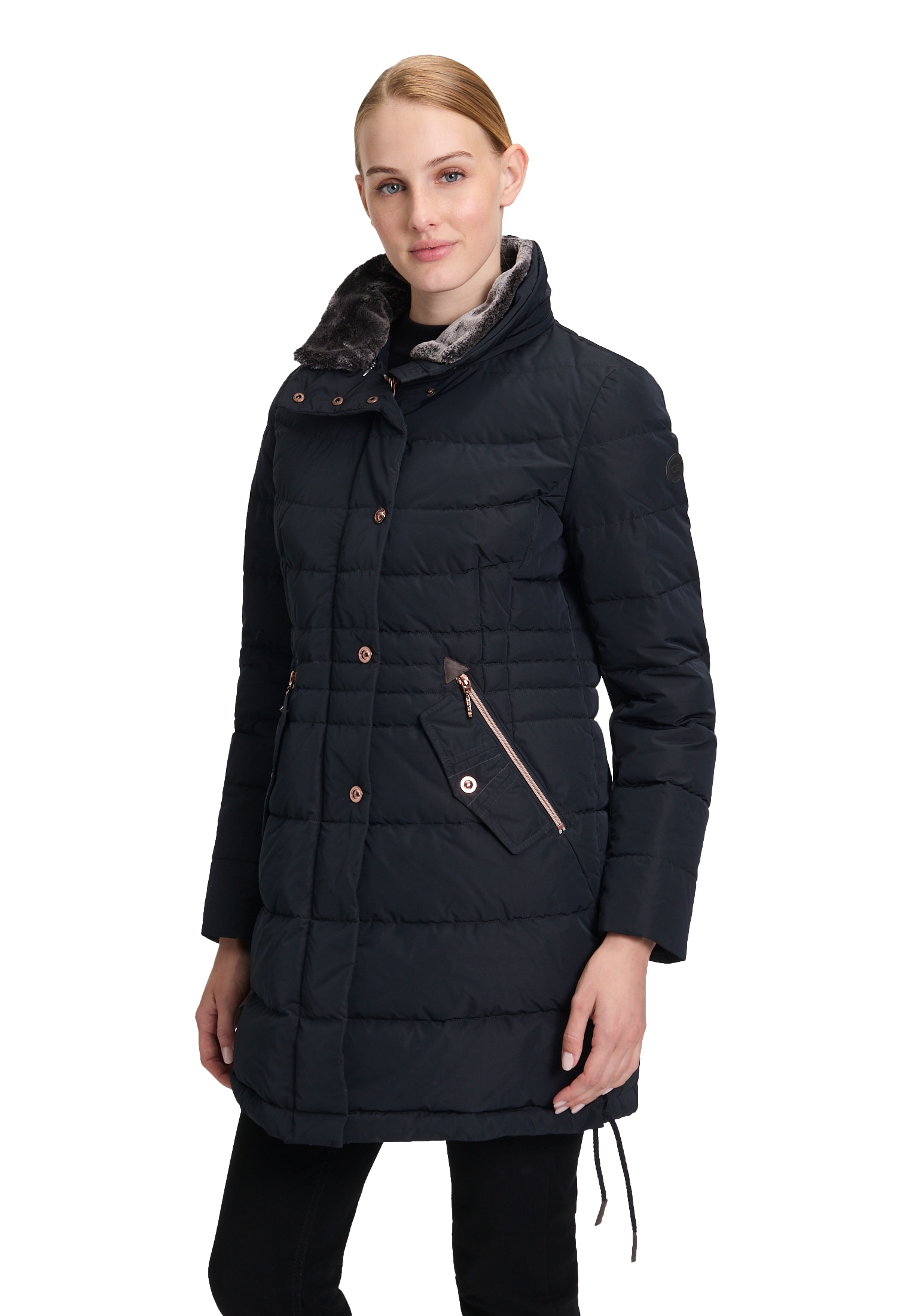 Gil Bret Steppjacke »Gil Bret Damen Steppmantel mit Kunstfellkragen«, mit Kapuze