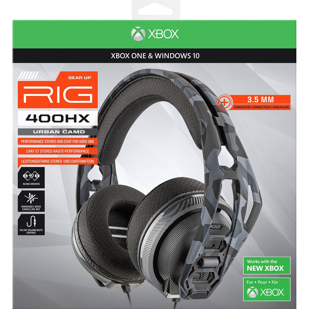 nacon Gaming-Headset »Nacon RIG 400HX Urban-Camo-schwarz, 3,5 mm Klinke«, Mikrofon abnehmbar