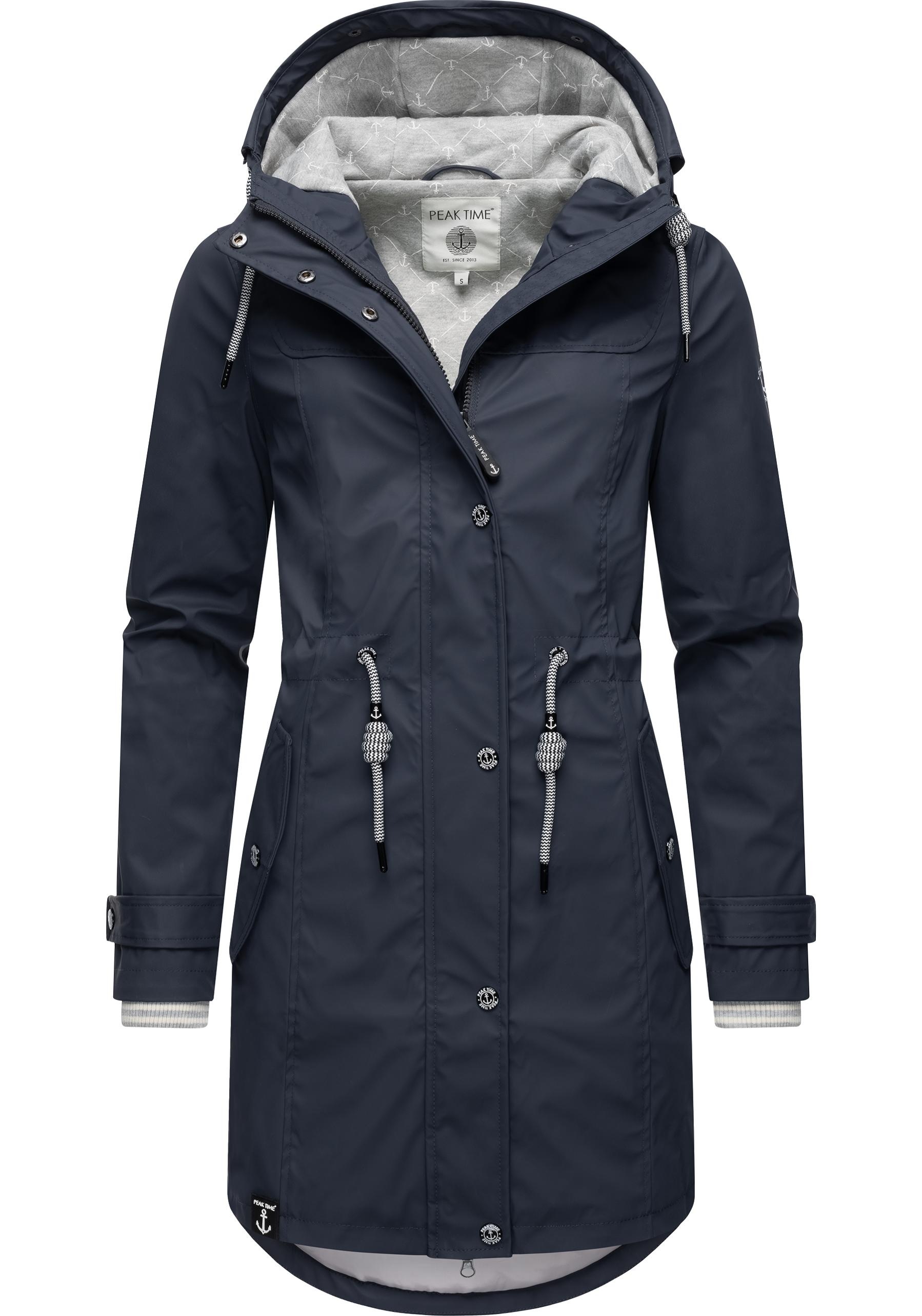 PEAK TIME Regenjacke "L60042", mit Kapuze, stylisch taillierter Regenmantel für Damen