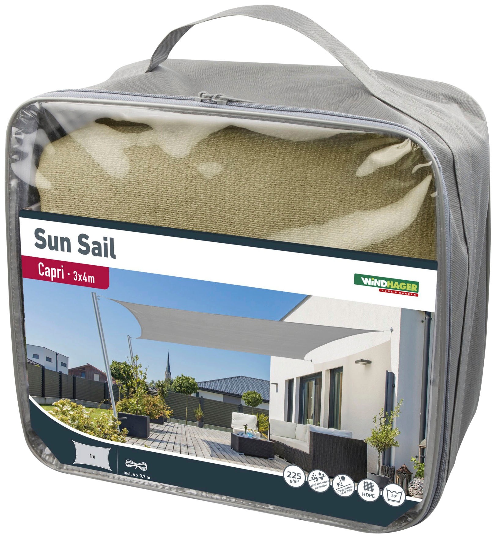 Windhager Capri Sun Sail Rectangle Champagne 300x400cm 3