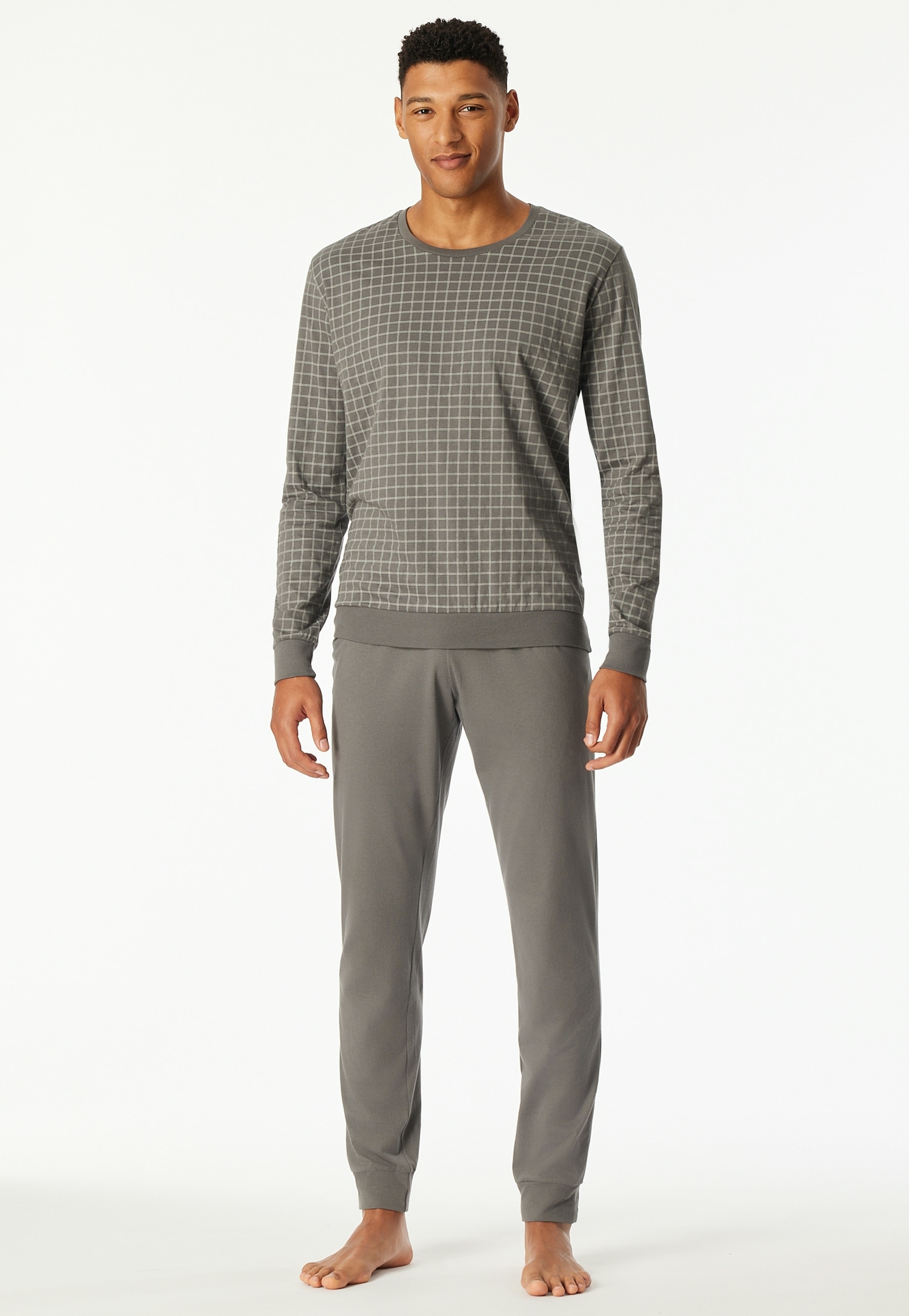 uncover by SCHIESSER Schlafanzug »Uncover Nightwear« 2 tlg. Langarm, Rundhals-Ausschnitt, Single Jersey-Qualität, weich