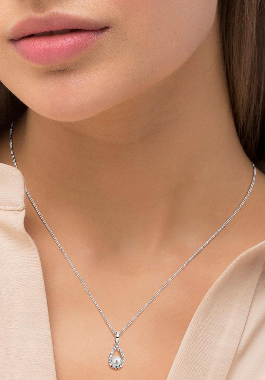 Amor Kette mit Anhänger »2026030«, mit Zirkonia (synth.) - mit Süßwasserzuchtperle