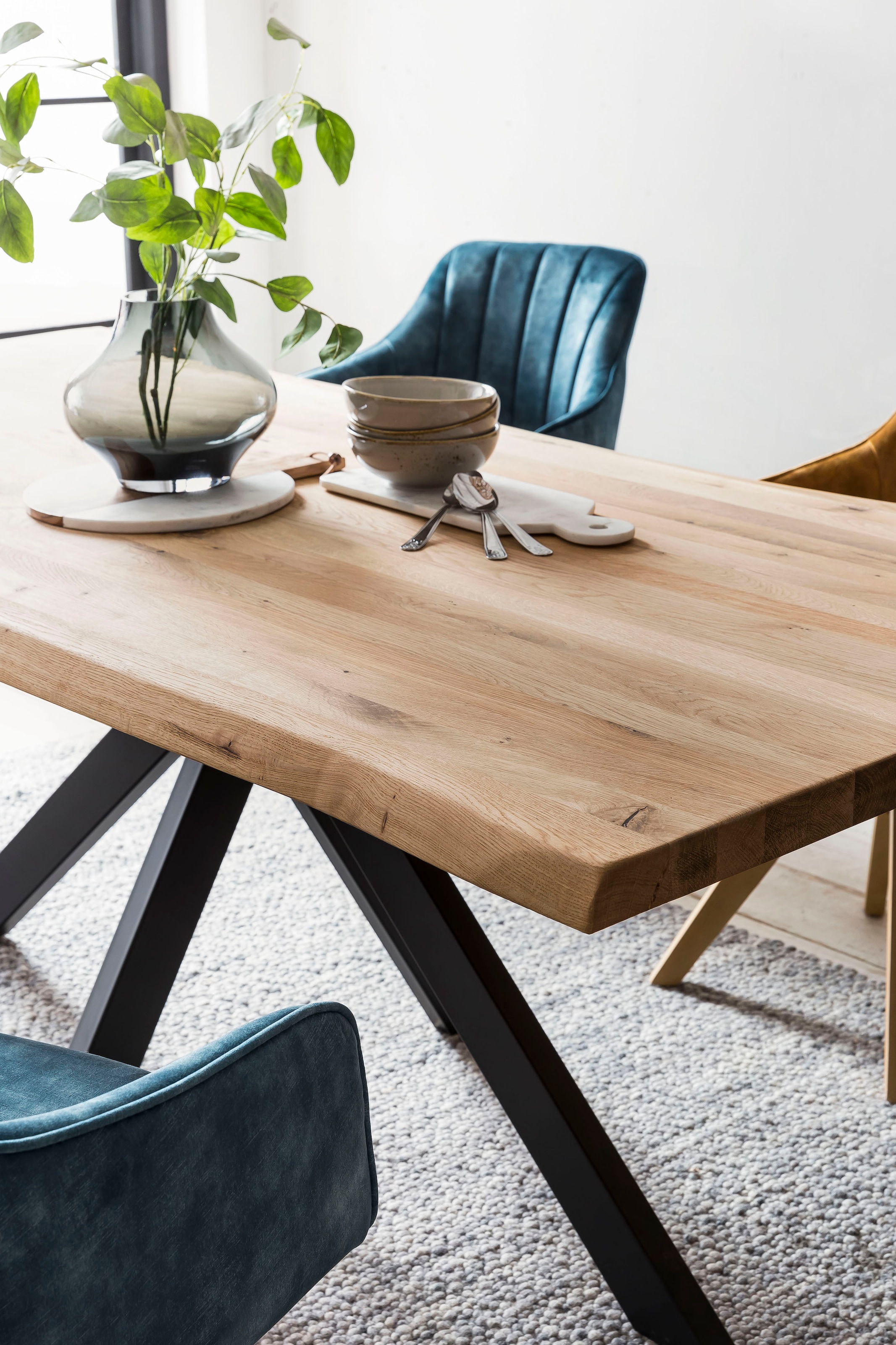 Home affaire Esstisch »Tristan« Massivholz Wildeiche mit echter Baumkante