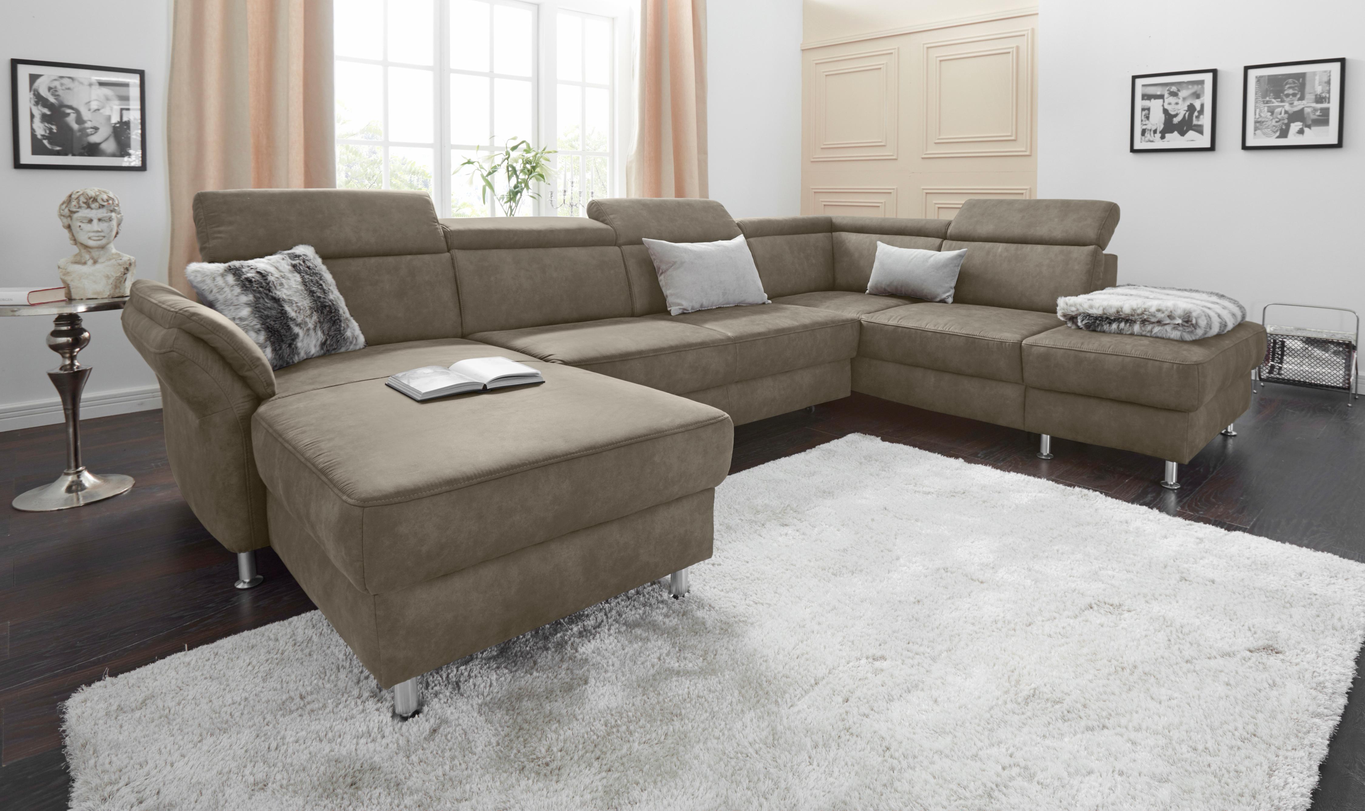 sit&more Wohnlandschaft "Avignon U-Form" optional Schlaffunktion & Stauraum, inklusive Kopfteilverstellung