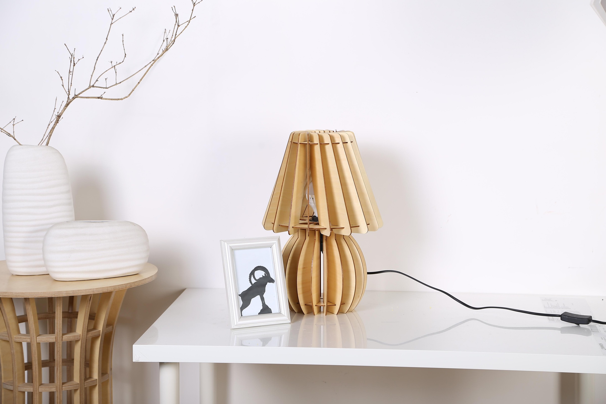 Kayoom Tischleuchte »Tischlampe Gino Holz«, 1 flammig, Leuchtmittel E27 | ohne Leuchtmittel, modern, vielseitig kombinierbar