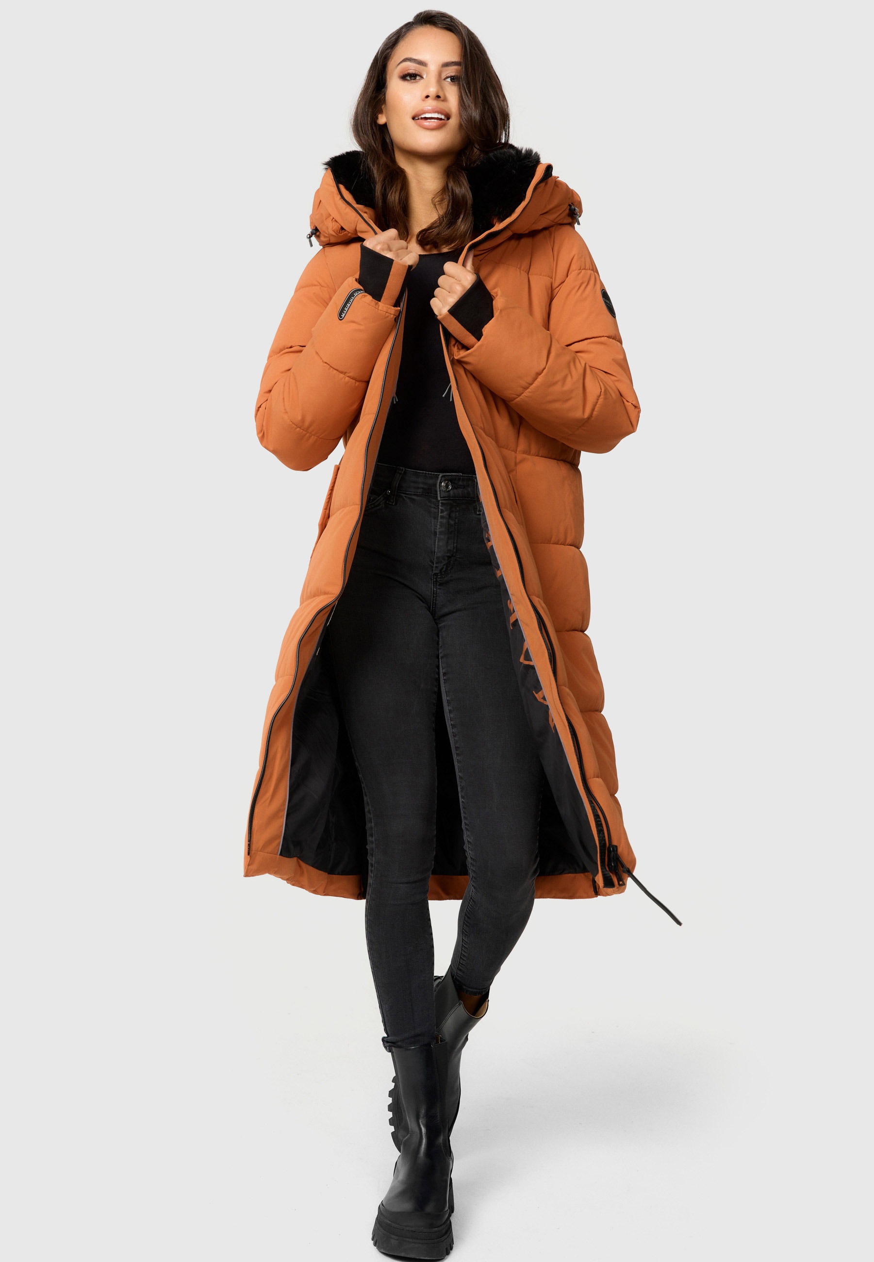 Marikoo Steppjacke »Zuraraa XVI«, langer Winter Mantel gesteppt
