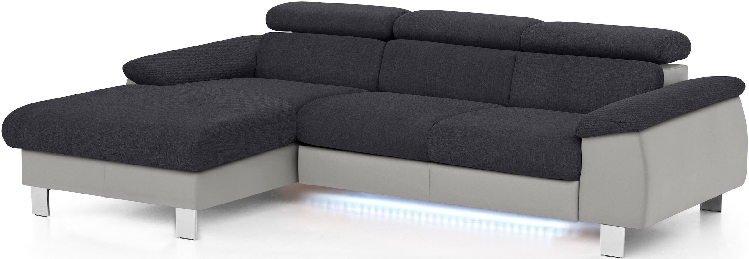 COTTA Polstergarnitur »Komaris L-Form«, (Set), Set bestehend aus: Ecksofa mit Kopfteilverstellung & Hocker