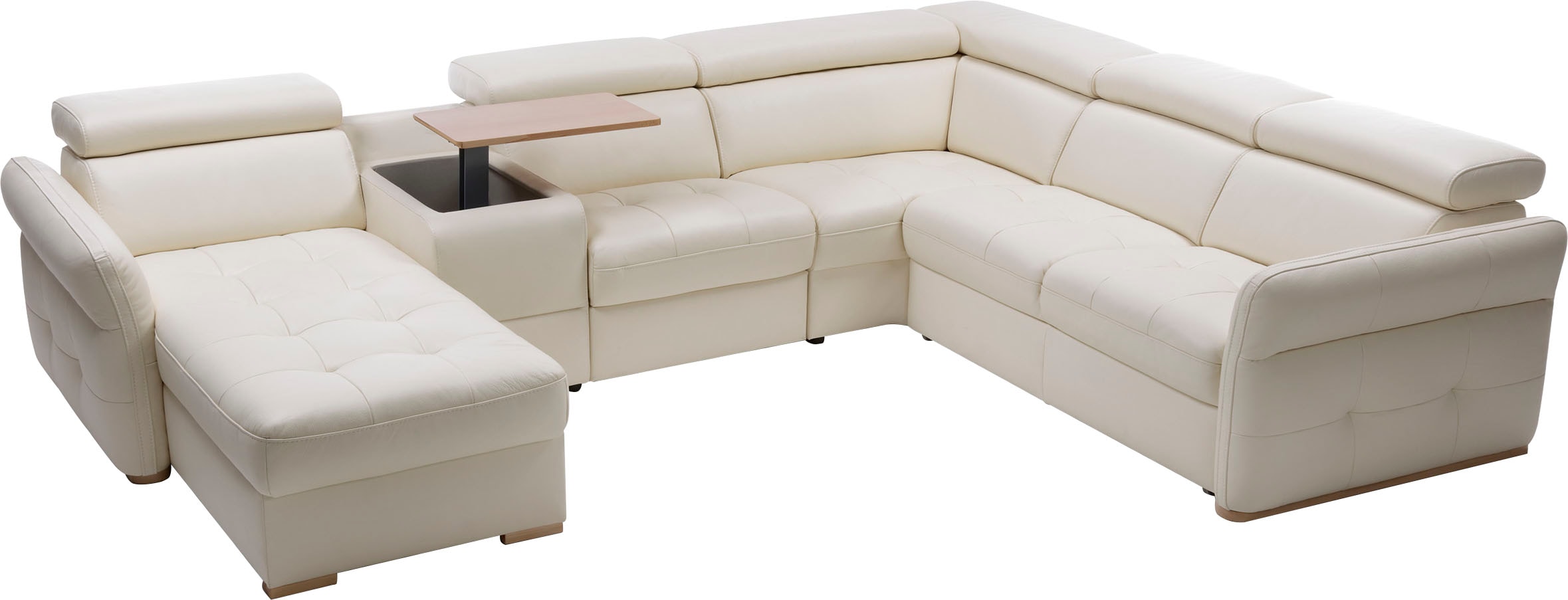 exxpo - sofa fashion Wohnlandschaft »Massimo, Familien Sofa mit viel Platz, Lederbezug, bequem, komfortabel«, U-Form, inkl. Bettfunktion, Bettkasten, elektr. Relaxfunktion