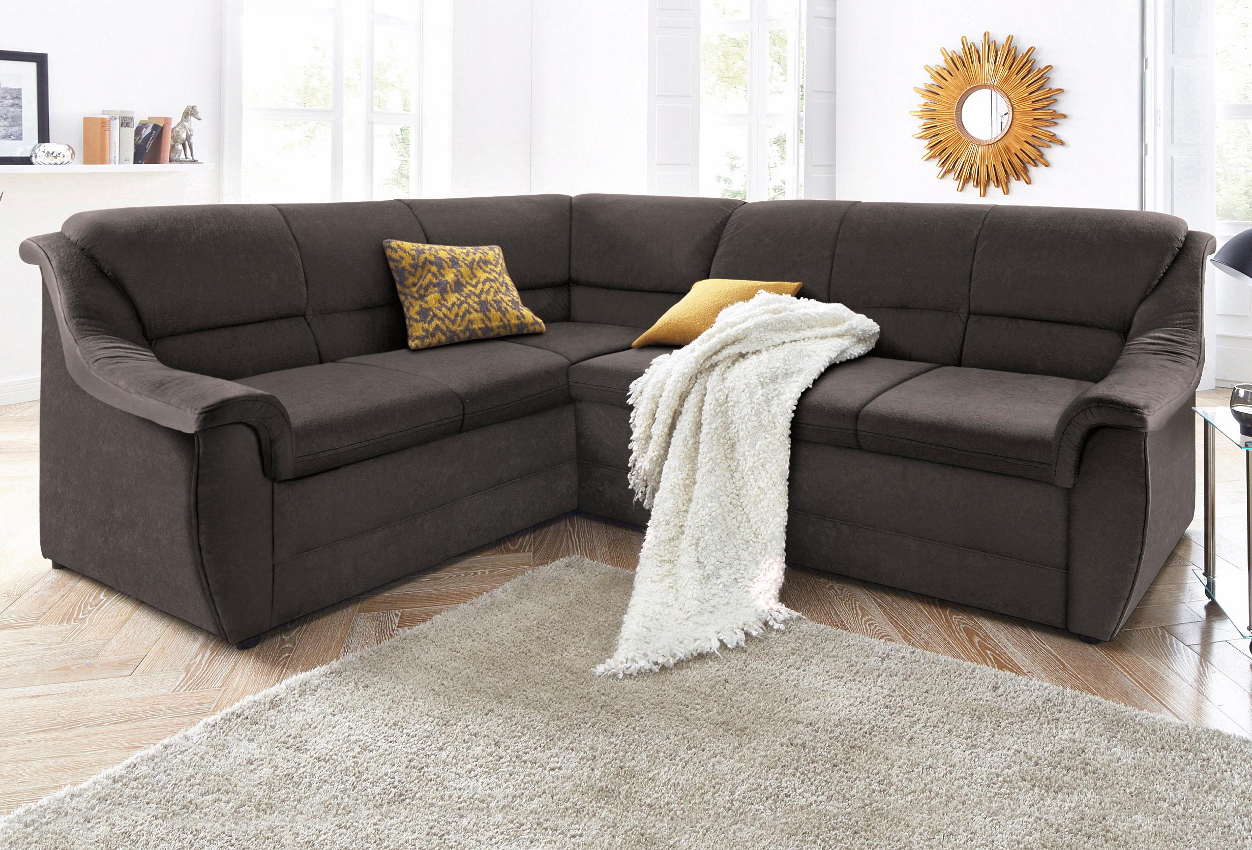 DOMO collection Ecksofa "Lale zeitlose Formensprache, komfortabel, Breite 251cm, L-Form" mit langem Schenkel, wahlweise mit Bettfunktion