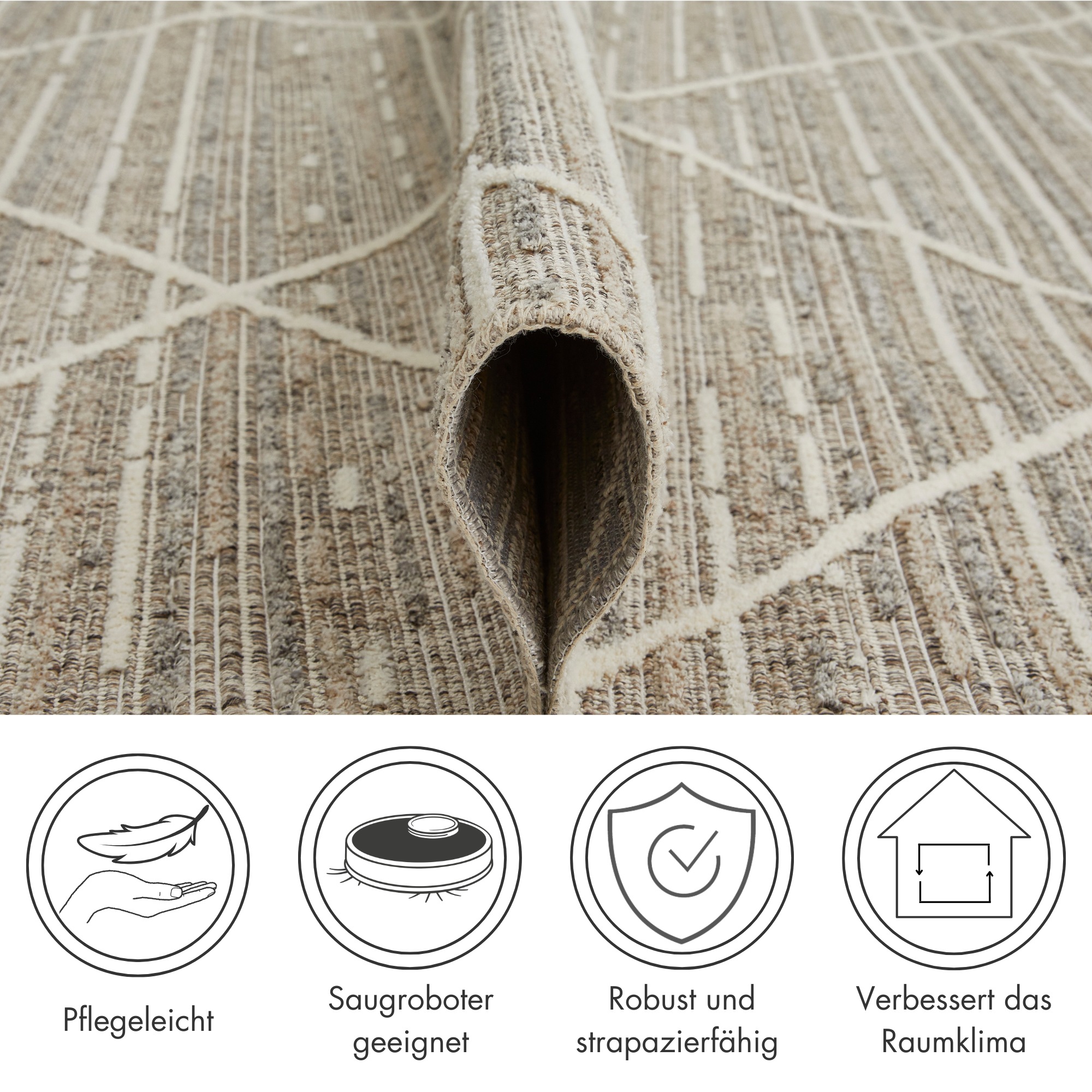 Thumbnail - LUXOR living Teppich "Crosby" rechteckig 7 mm Höhe Rauten Design, Boho-Style, Wohnzimmer, Schlafzimmer