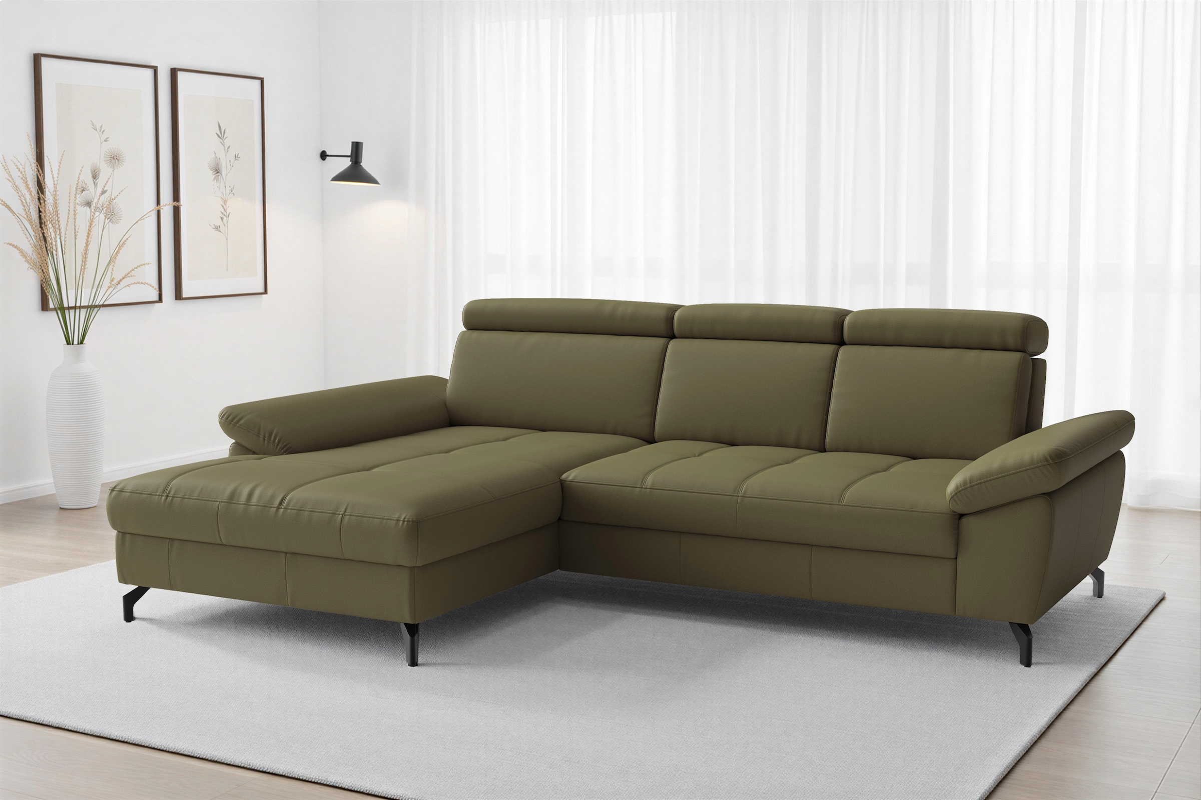 sit&more "Vanity L-Form, Leder, B: 264 cm, mit Sitz-, Kopf u. Armteilverstellung" Couch optional mit Schlaffunktion & Bettkasten, in Leder
