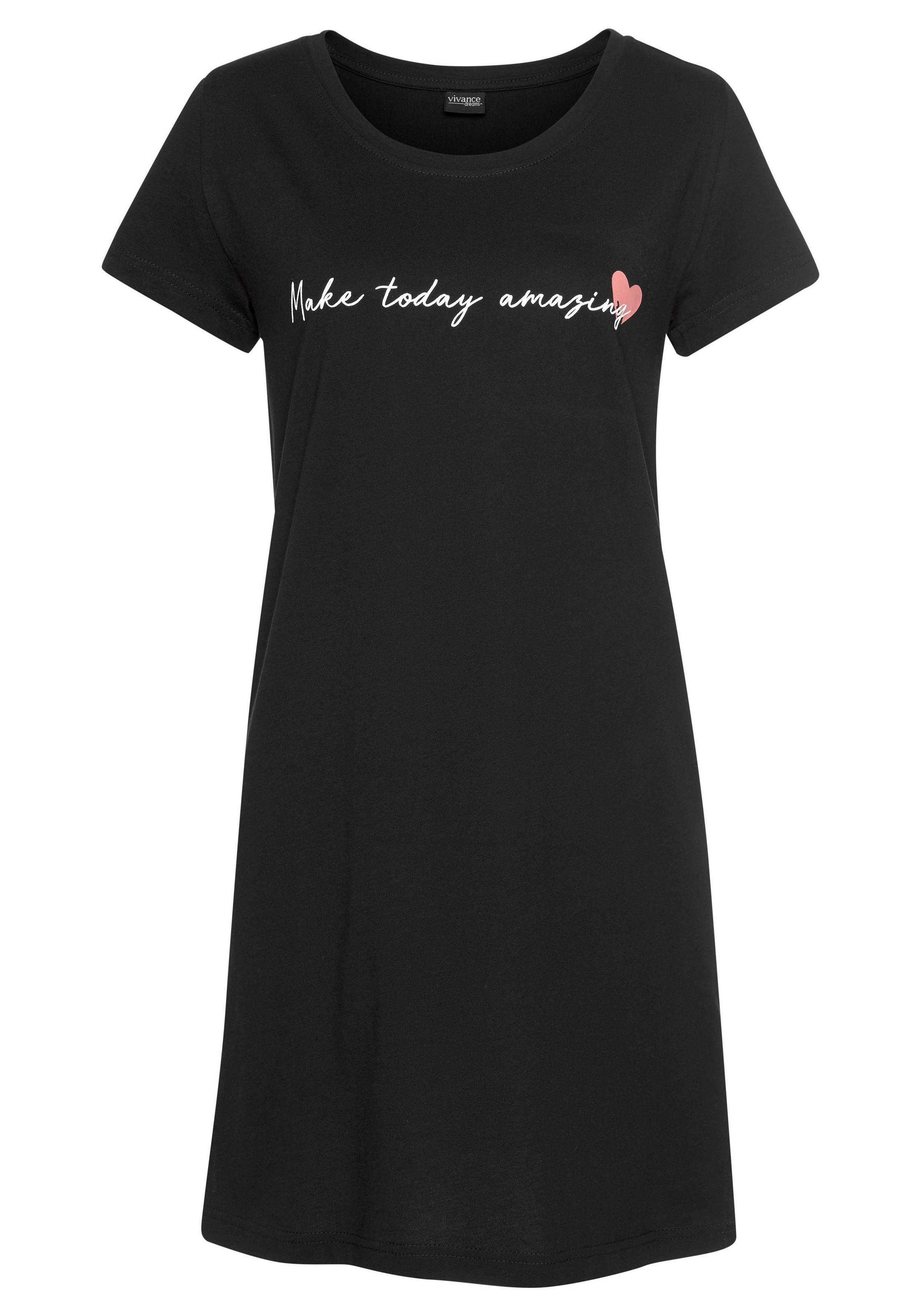 Vivance Dreams Nachthemd 1-teilig, in bequemer Weite mit Schriftzug günstig online kaufen
