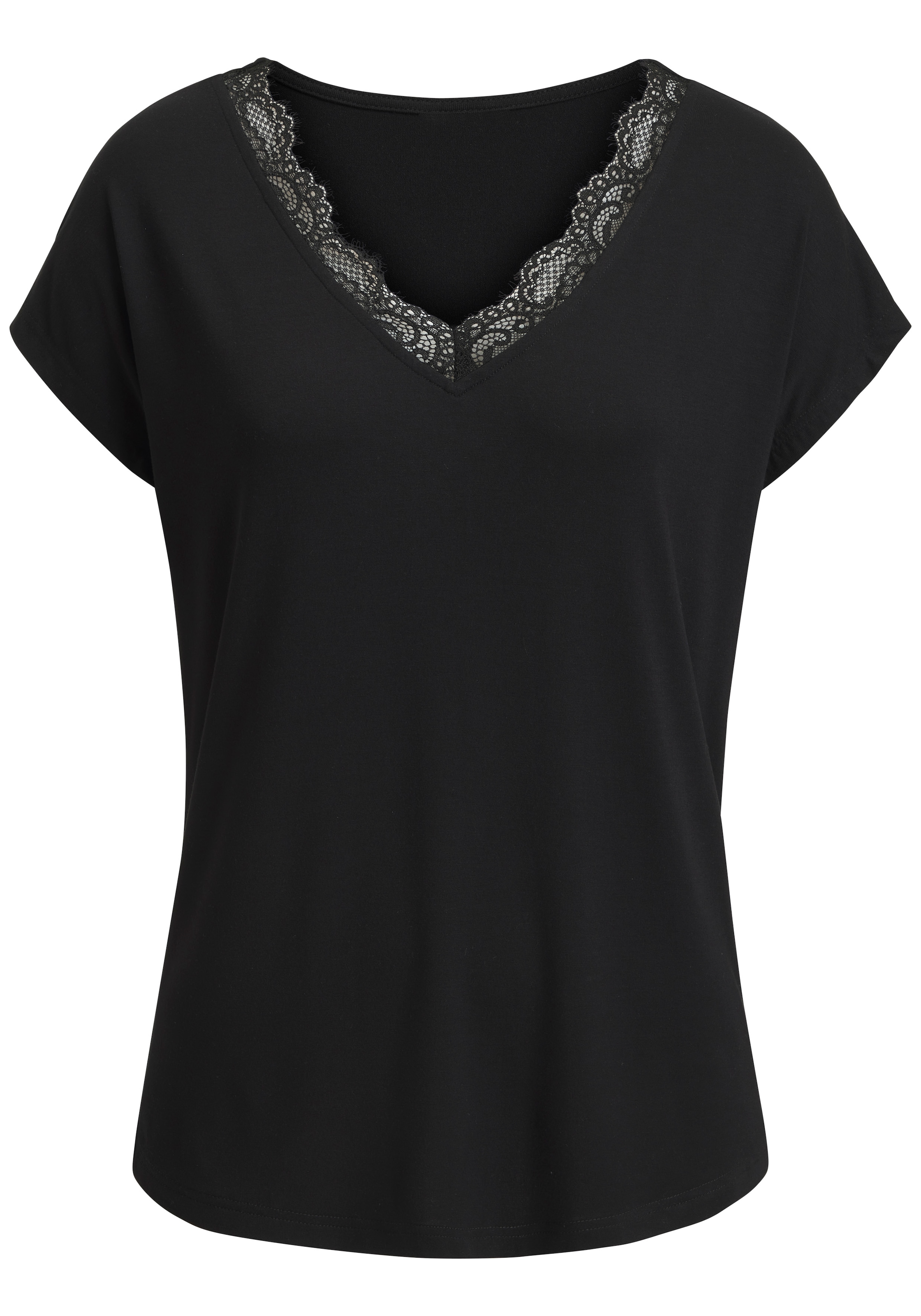 LASCANA V-Shirt "mit Spitze" aus angenehmer Viskose-Qualität günstig online kaufen