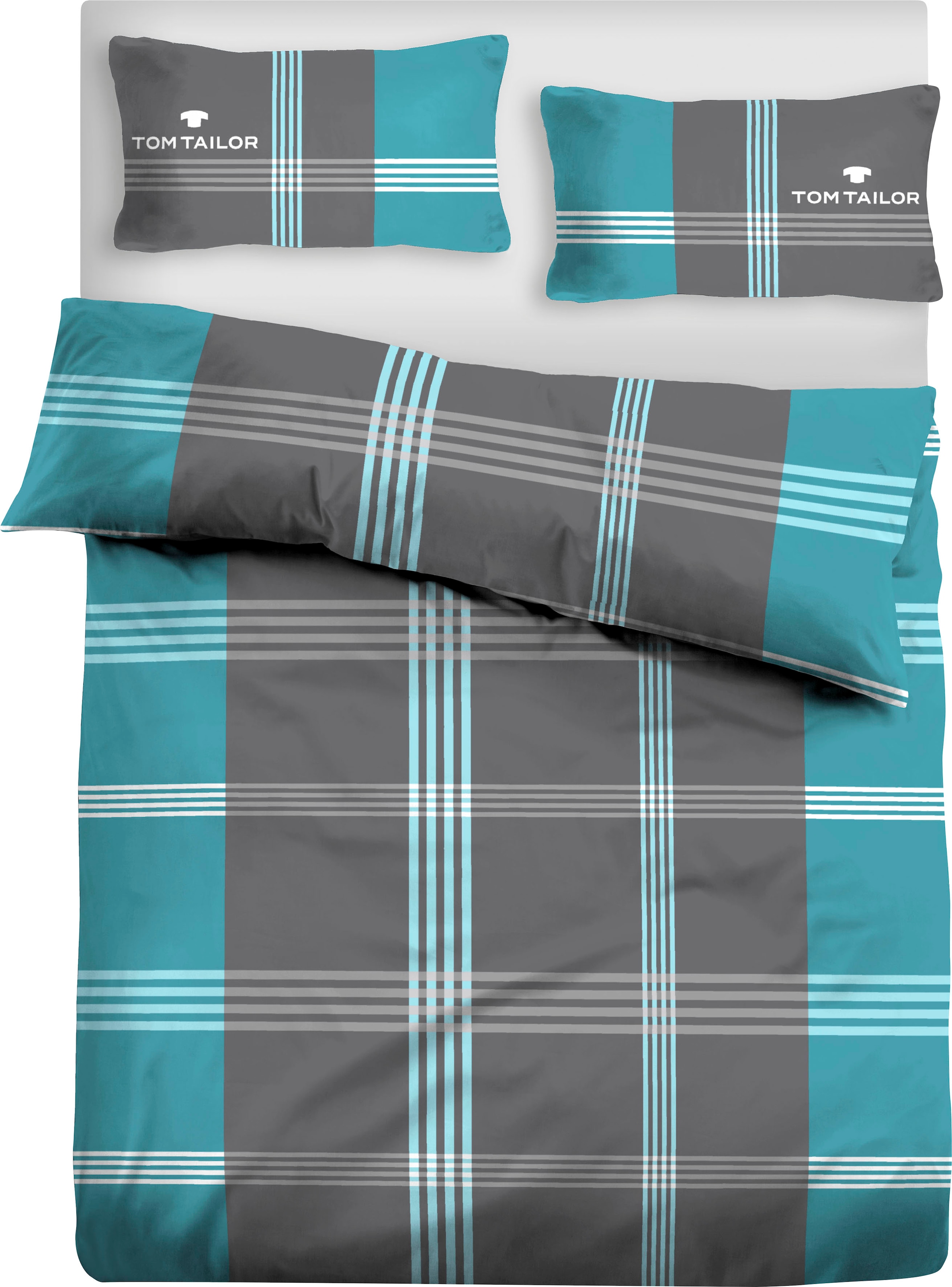 TOM TAILOR HOME Bettwäsche »Ole in Gr. 135x200 oder 155x220 cm«, karierte Bettwäsche aus Baumwolle, mit Reißverschluss