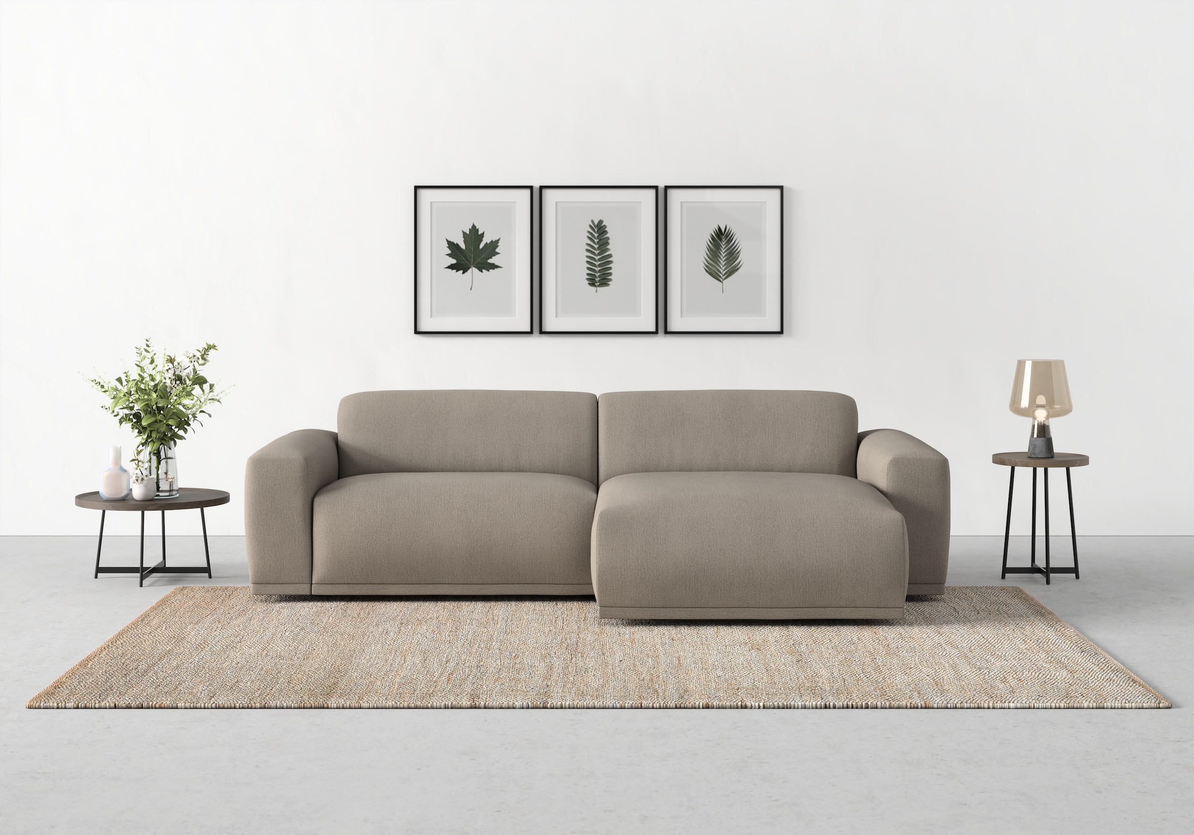 TRENDMANUFAKTUR Ecksofa "Braga, mit hochwertigem Kaltschaum, L-Form, Japandi-Design" modernes Sofa, Couch mit hohem Sitzkomfort, 255/72/160 cm (B/H/T)
