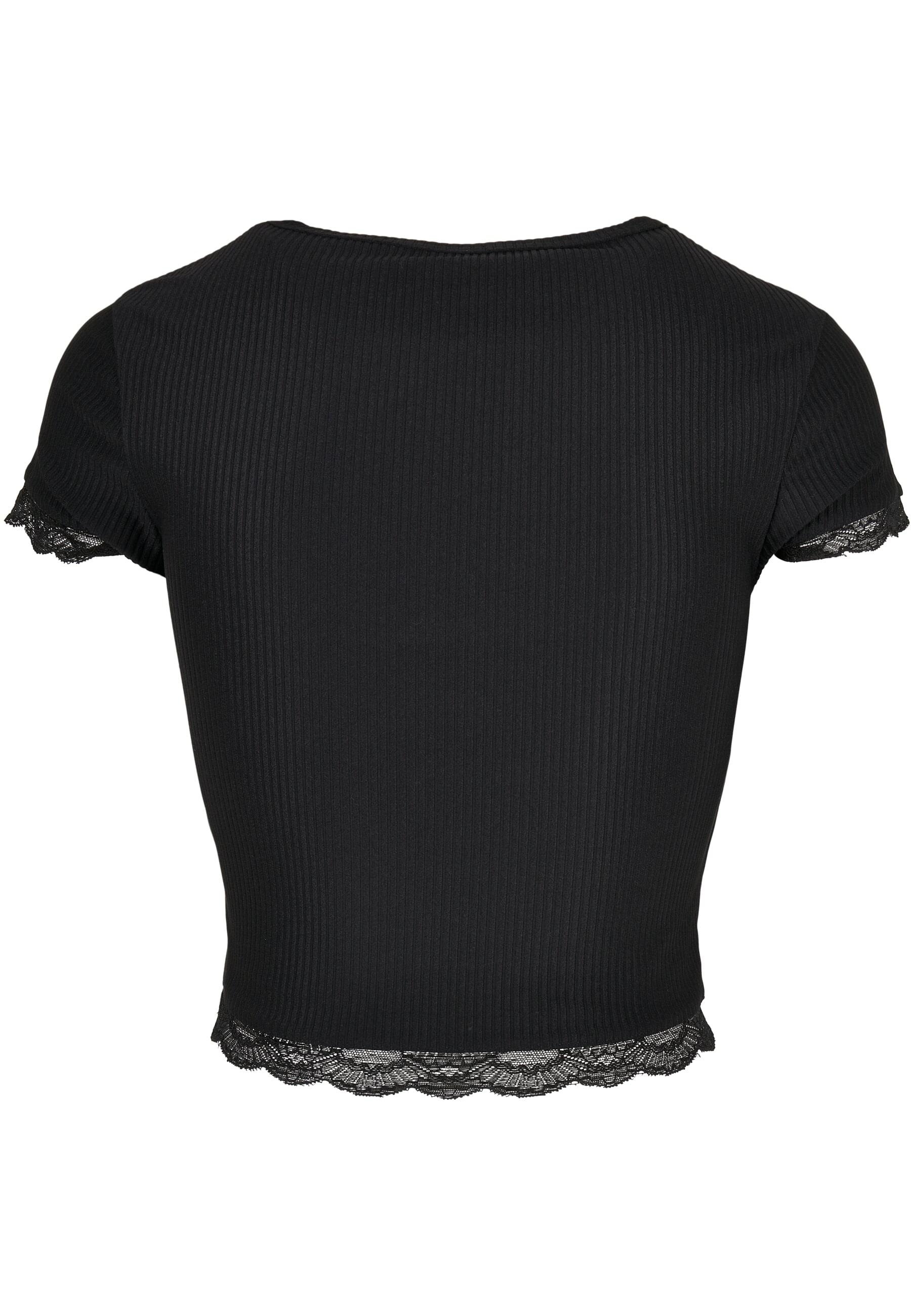 URBAN CLASSICS T-Shirt »Urban Classics Damen Ladies Cropped Lace Hem Tee«, (1 tlg.)