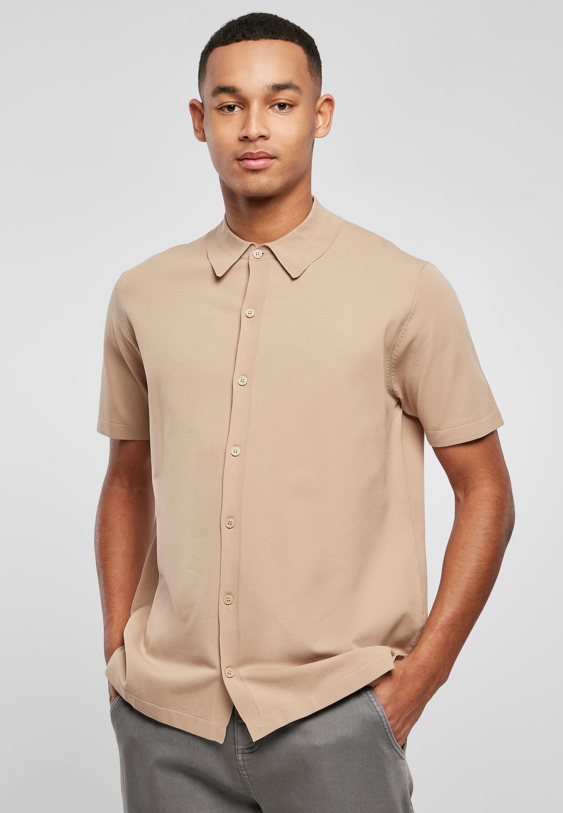 URBAN CLASSICS Langarmhemd »Urban Classics Herren Knitted Shirt«, (1 tlg.)