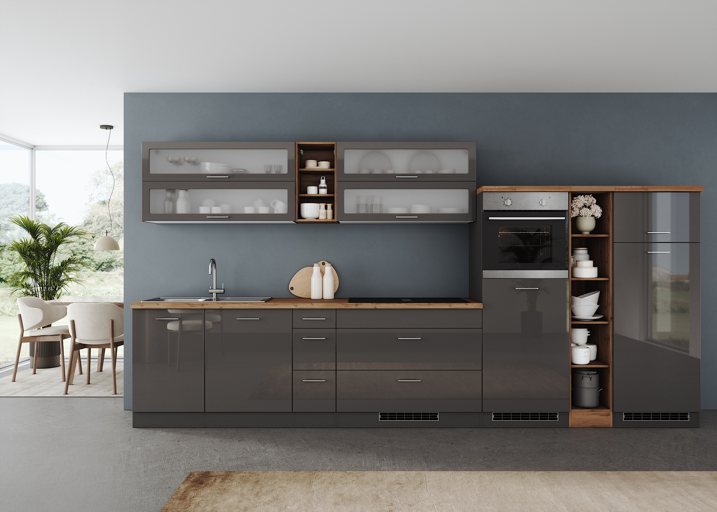 KOCHSTATION Küchenzeile "KS-Milan", Breite 390 cm, wahlweise mit E-Geräten, günstig online kaufen