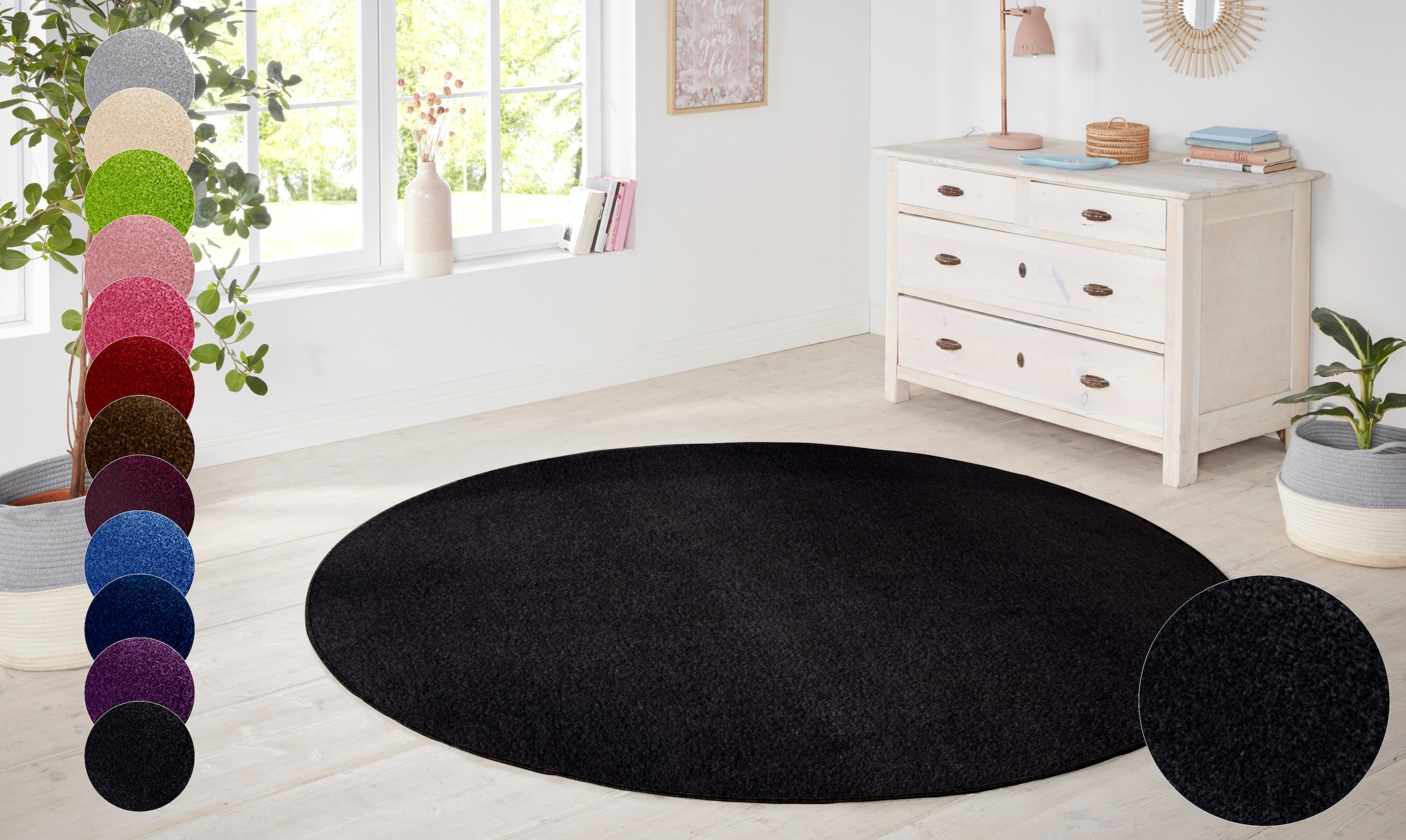 HANSE Home Teppich "Shashi" rund 8,5 mm Höhe Kurzflor, Unifarben, Teppich, günstig online kaufen