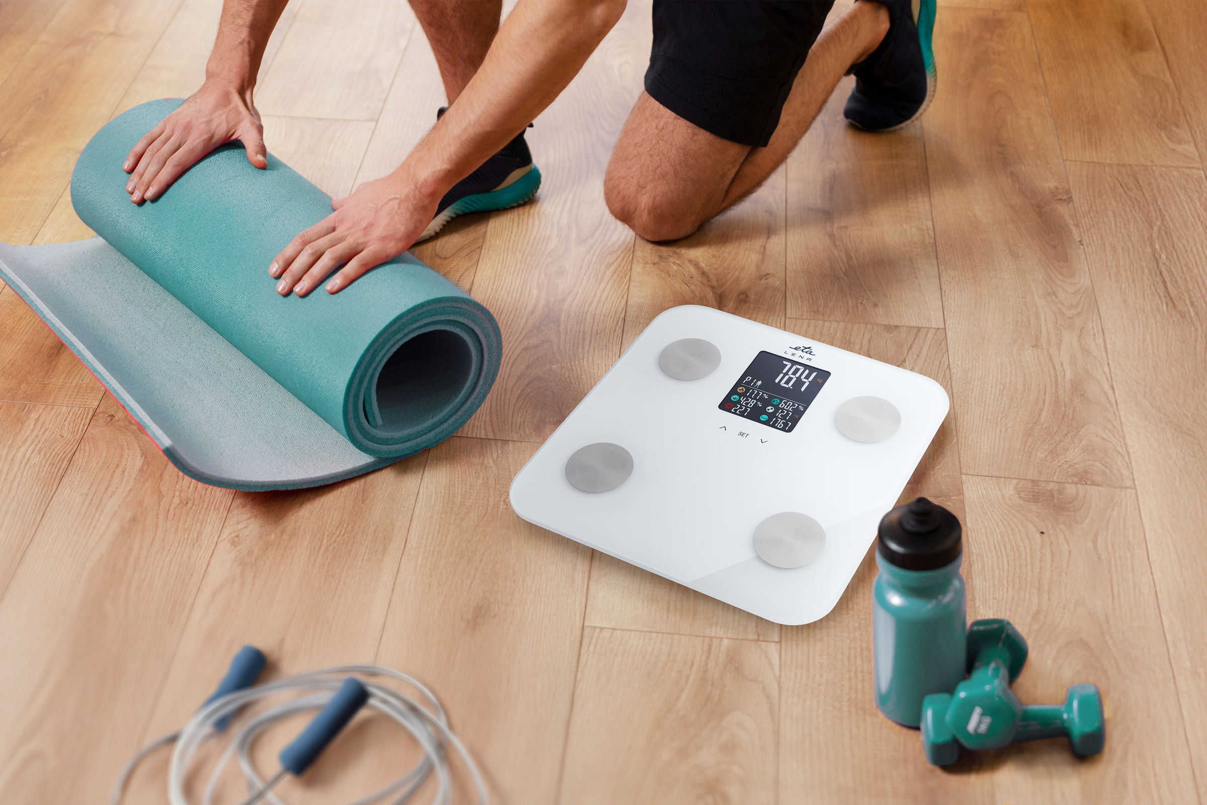 eta Personenwaage »Lena«, LCD-Display, Touch Bedienung, 180kg Tragfähigkeit, Körperanalyse