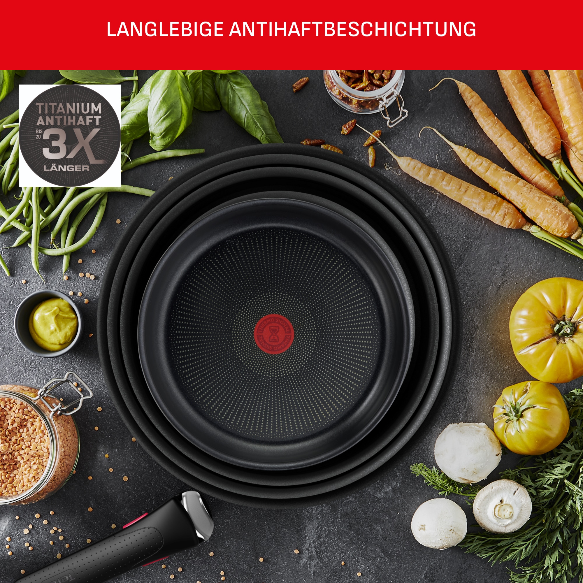 Tefal Topf-Set »Ingenio Ultimate, Topf und Pfannenset abnehmbarer Griff, stapelbar« Set, Kasserolle 16/20cm, Schmorpfanne 24cm, Pfanne 24/28cm, Deckel, Griffe, 10 Stk. tlg. Aluminium