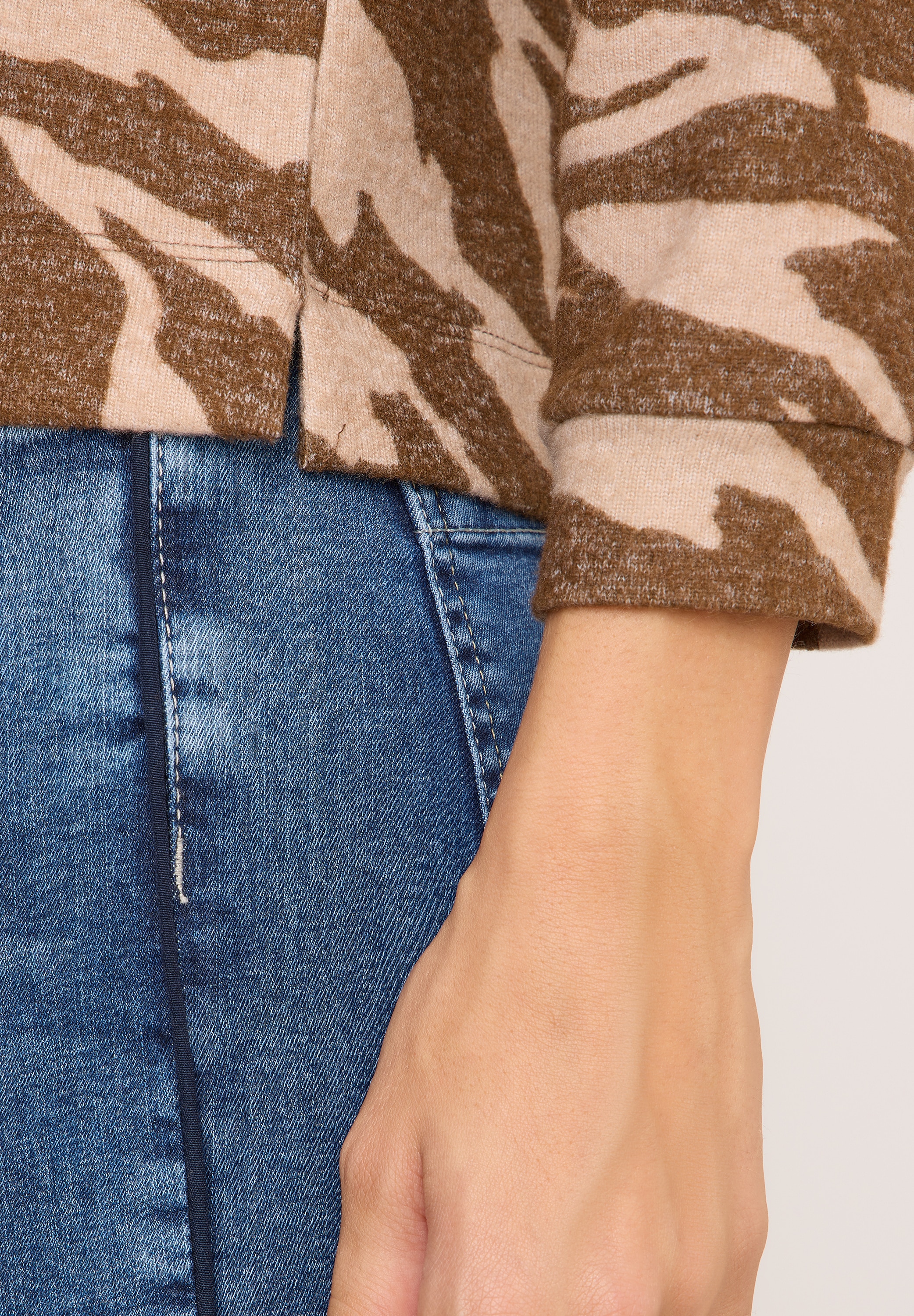 Cecil Sweater, mit Animal-Print und in Melange-Optik