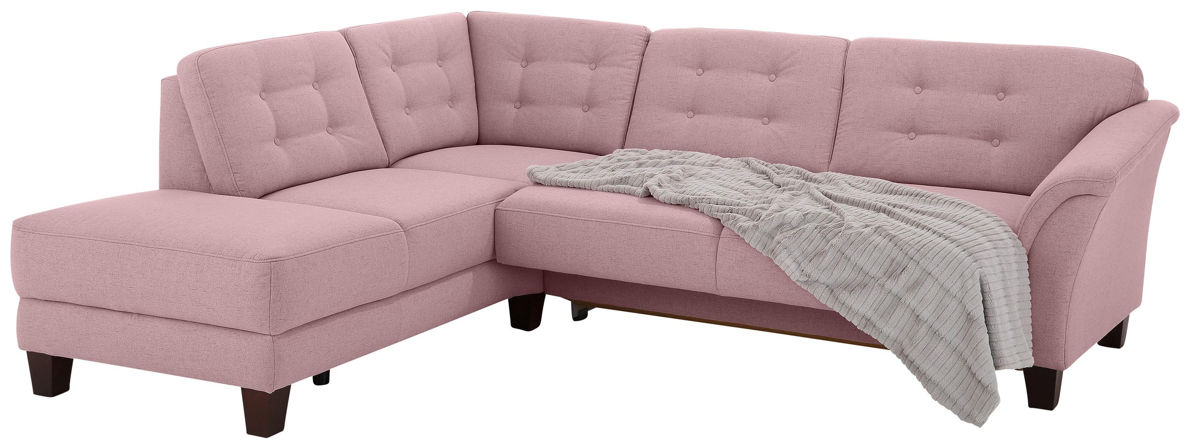 Home affaire Ecksofa »Trondheim L-Form«, mit Federkern und Knopfheftung im Rücken, Füße Buche dunkel