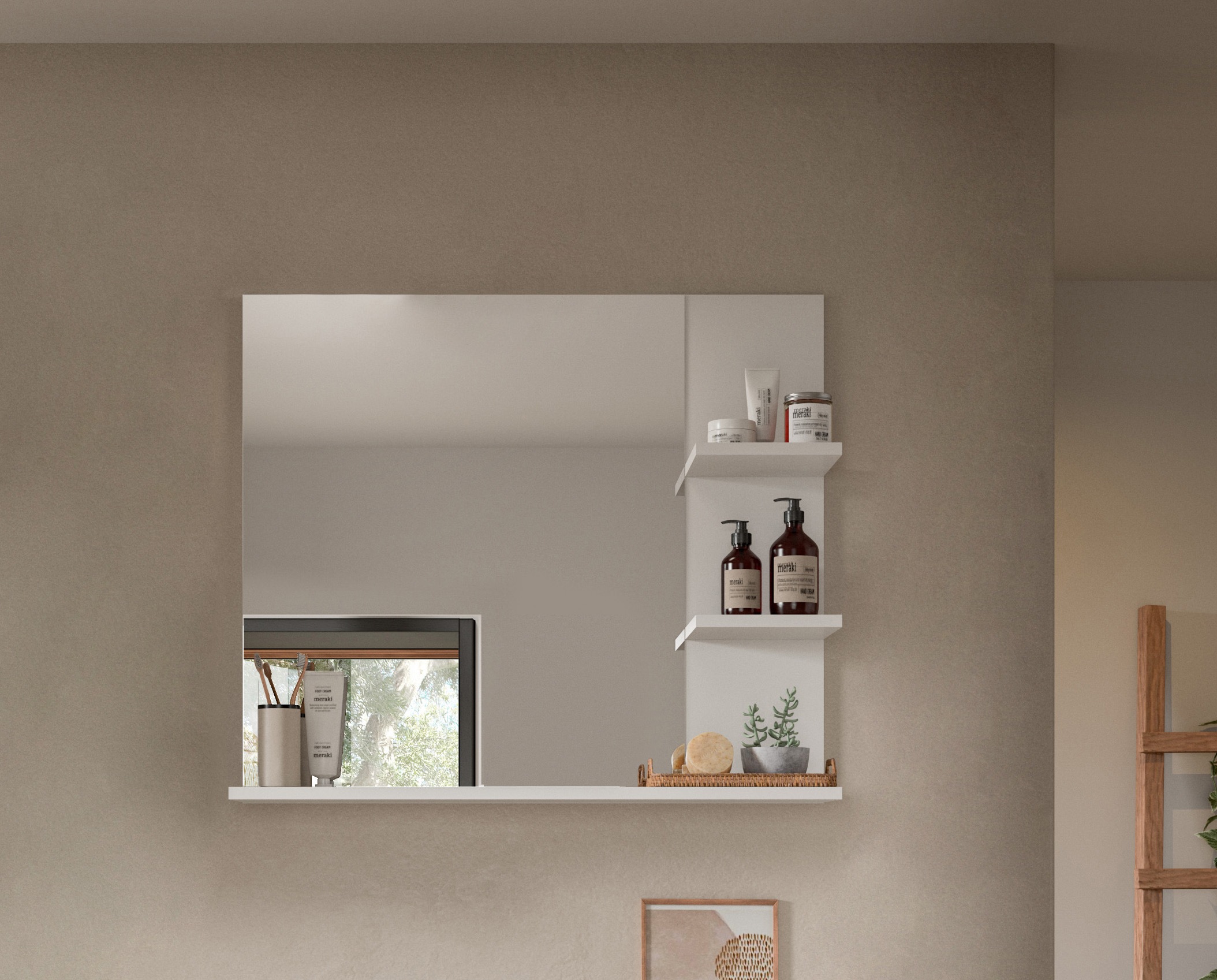 welltime Spiegel "Landsby, Breite 80 cm, 3 Ablageböden, hochwertiges Spiege günstig online kaufen