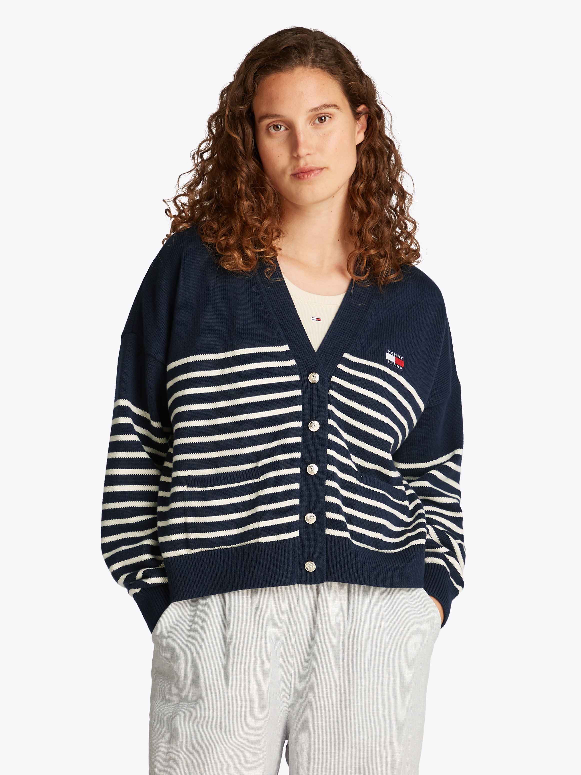 Tommy Jeans Strickjacke "TJW CABLE CARDIGAN", mit Streifenmuster, Taschen günstig online kaufen