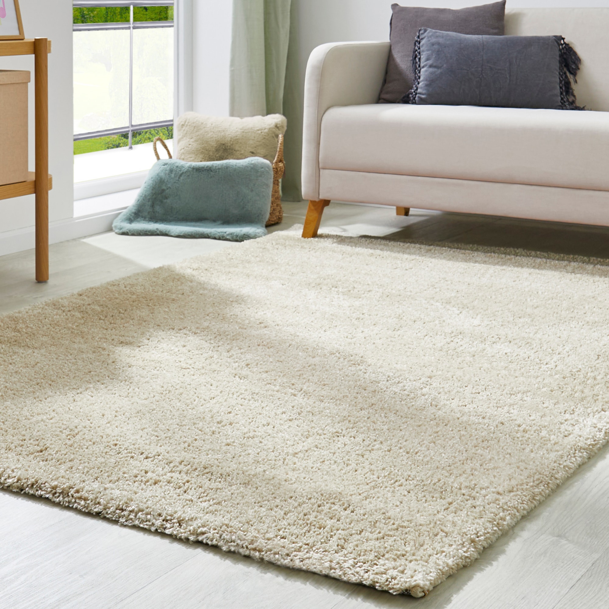 Hochflor-Teppich OTTO HOME "Canberra", beige, B:120cm H:40mm L:170cm, Polypropylen (PP), Teppiche, Uni Farben, weich & kuschelig, Wohnzimmer, Schlafzimmer