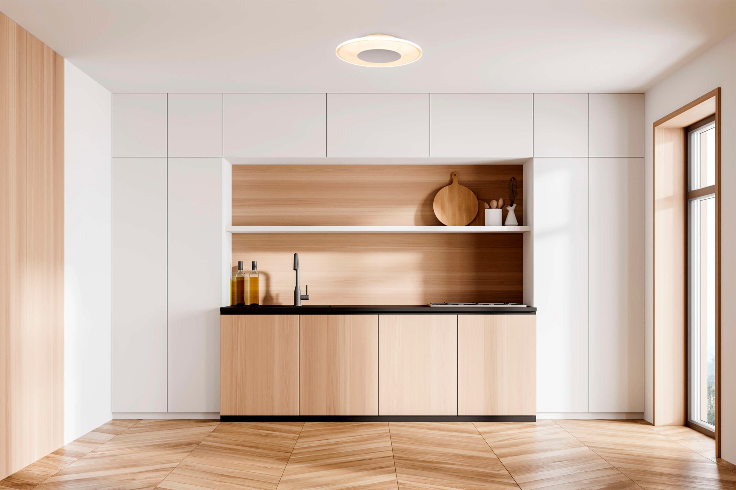 näve LED Deckenleuchte »Modesto«, 1 flammig, Leuchtmittel LED-Modul | LED fest integriert, weiß- satiniert, 3-Stufen dimmbar über Wandschalter, 60 warmweiße LED