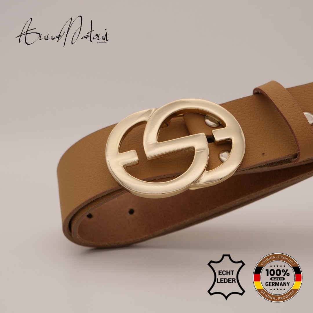 Ledergürtel ANNAMATONI "AnnaMatoni Ledergürrtel Rio Ledergürrtel Rio", Damen, Gr. TW85 - 100cm Gesamtlänge, beige (beige 130), 100% Leder, Gürtel Ledergürtel 3