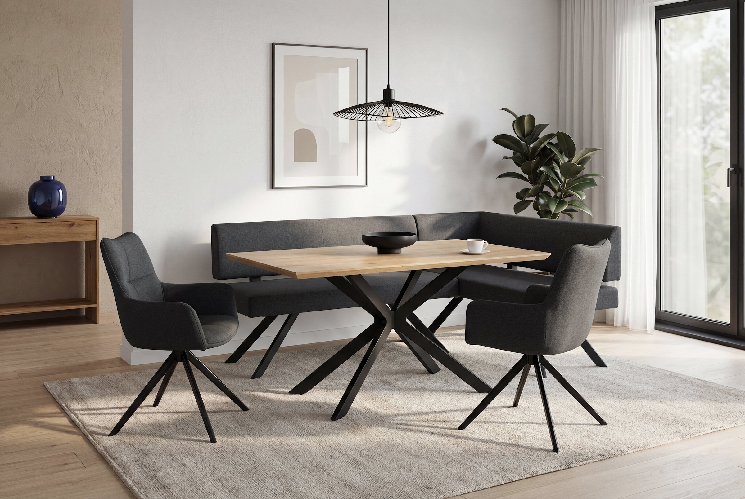 byLIVING Esszimmerstuhl »HAMILTON« (Set) 2 Stk.Webstoff, bis 110 kg, 360° drehbar, Schaumstoff, 4er Kreuzgestell