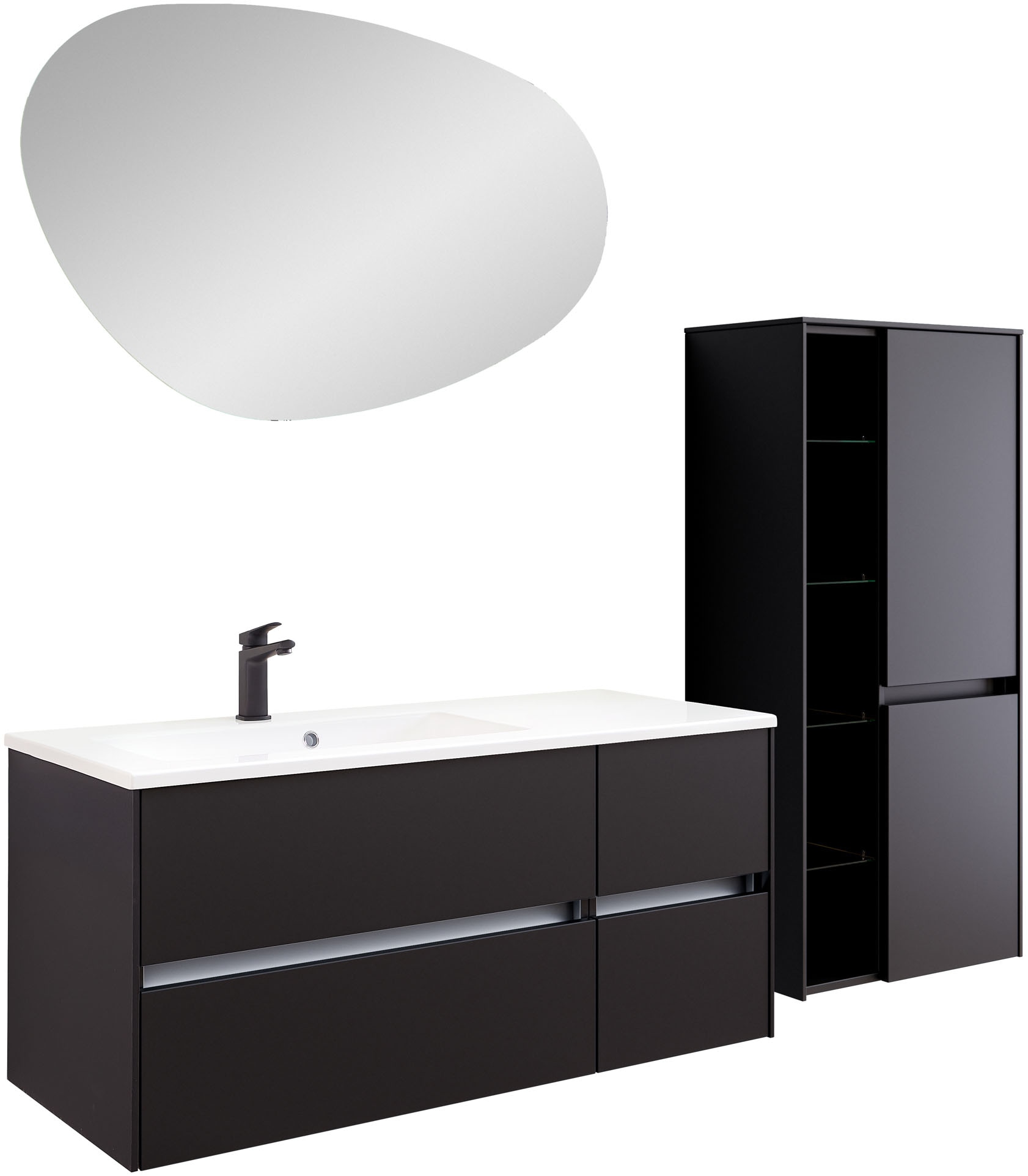 Saphir Badmöbel-Set "Badmöbel-Set Serie 6010 Solid-Surface-Waschtisch mit U günstig online kaufen