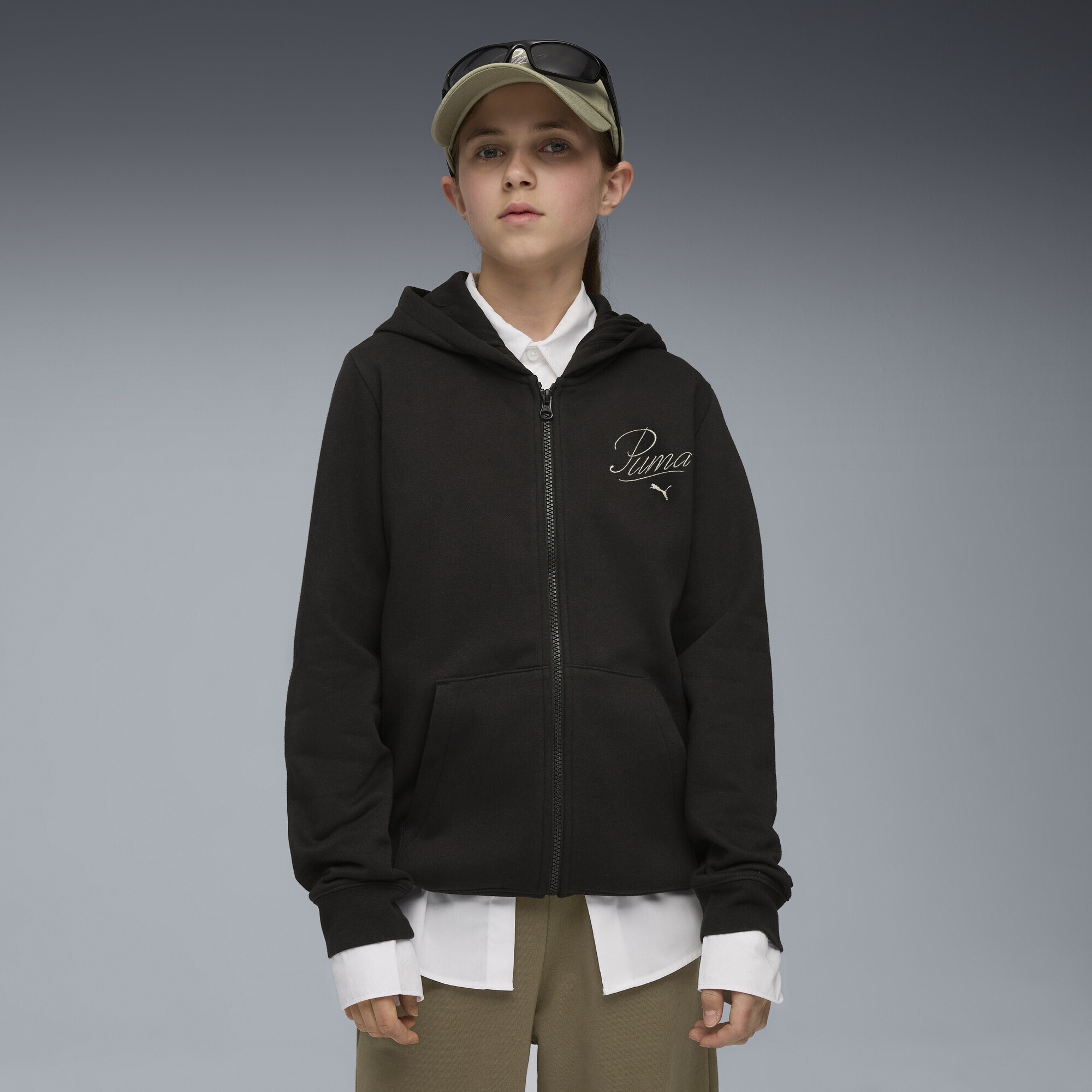 PUMA Sweatjacke »Essentials Script Kapuzenjacke Mädchen«
