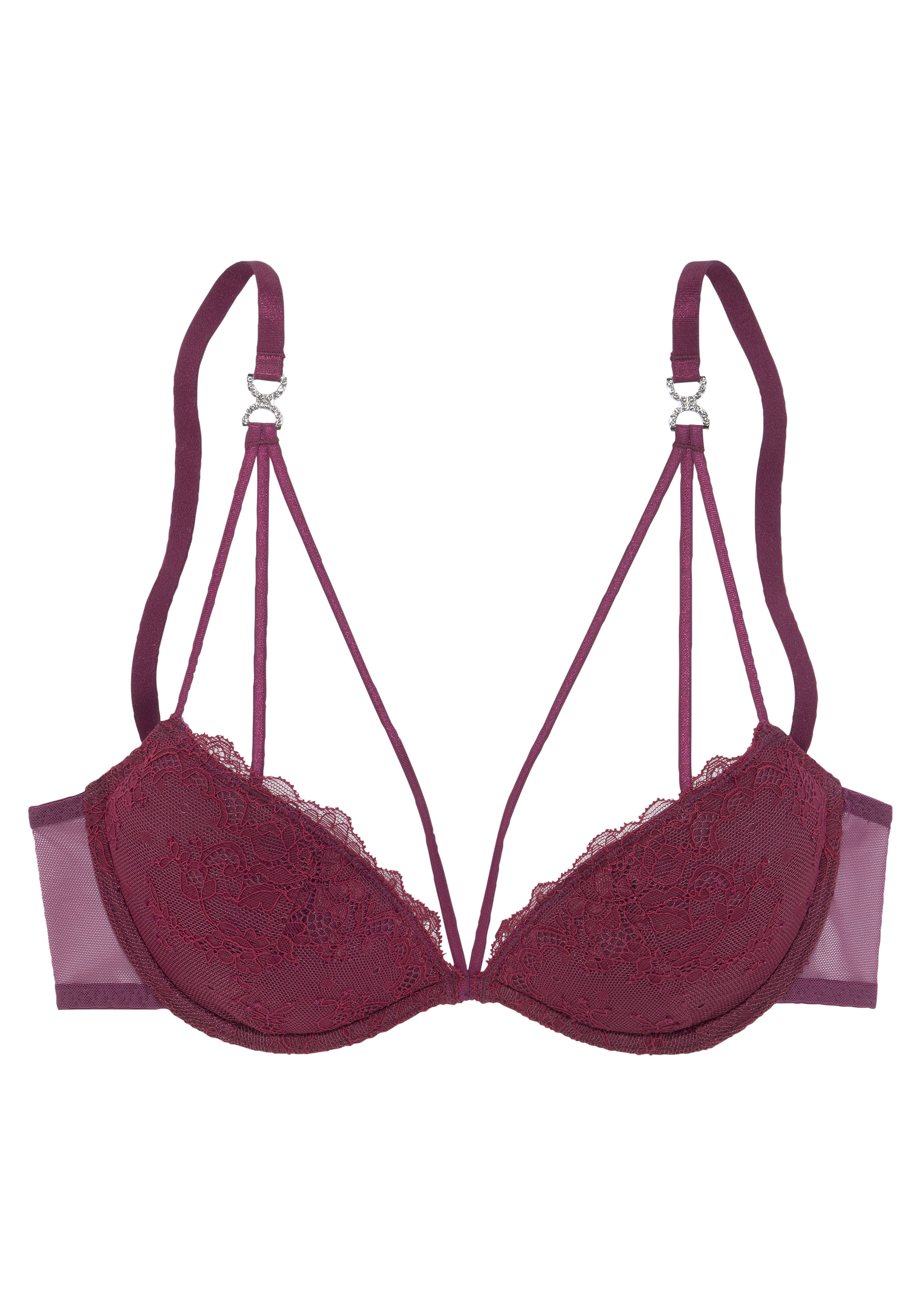LASCANA Push-up-BH ", BH mit Bügel, Spitzen-BH, mit verführerischer Bänder-Optik" als Dessous-Set kombinierbar, sexy Unterwäsche, sexy Dessous