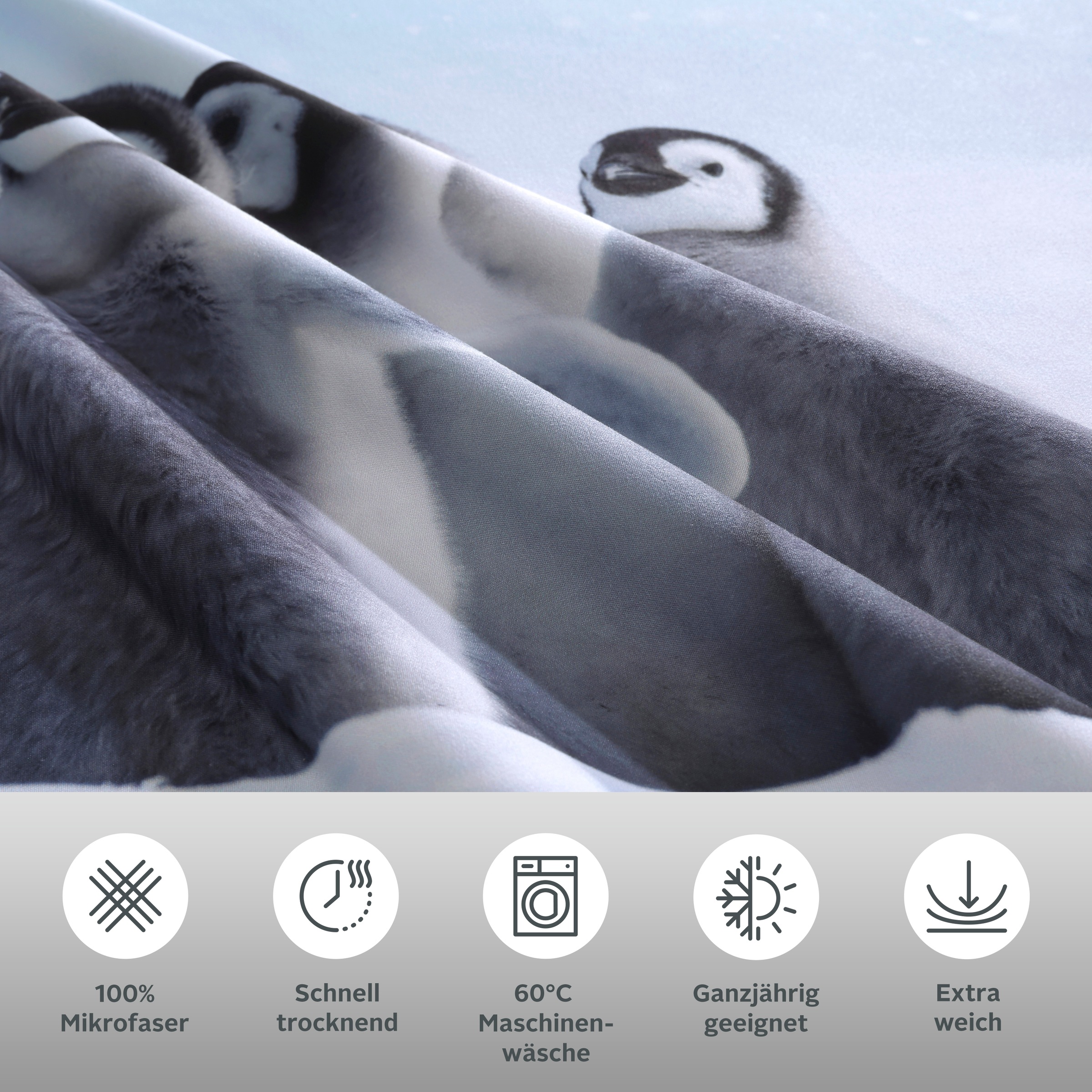 Thumbnail - OTTO home Bettwäsche "Lyki" 2 ab Größe 135x200 cm, 100% Polyester, Katze, Pferd, Löwe, Pinguin