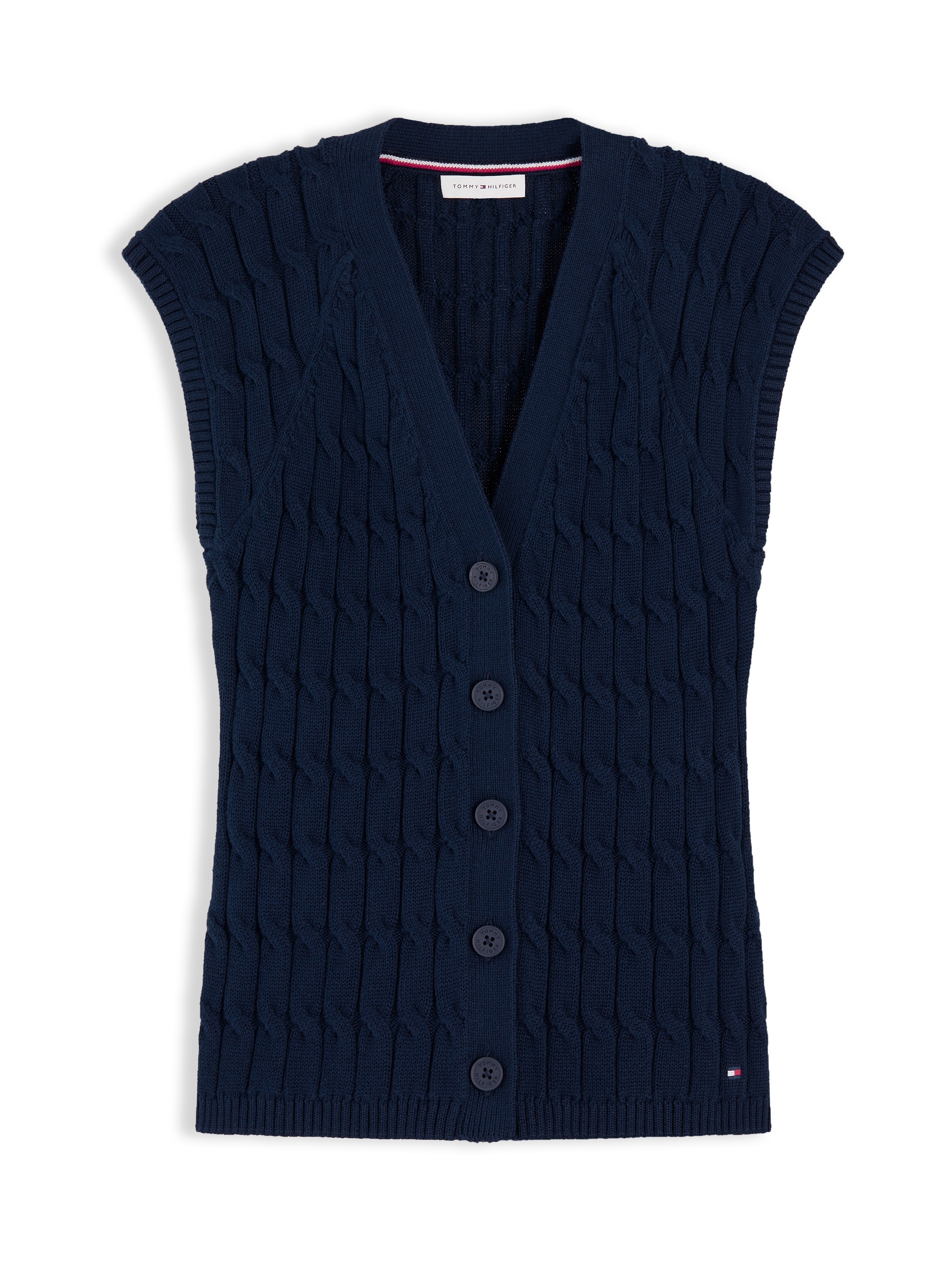 Tommy Hilfiger Strickweste »MID GG CABLE VEST CARDI« Baumwolle, mit Zopfstrickmuster