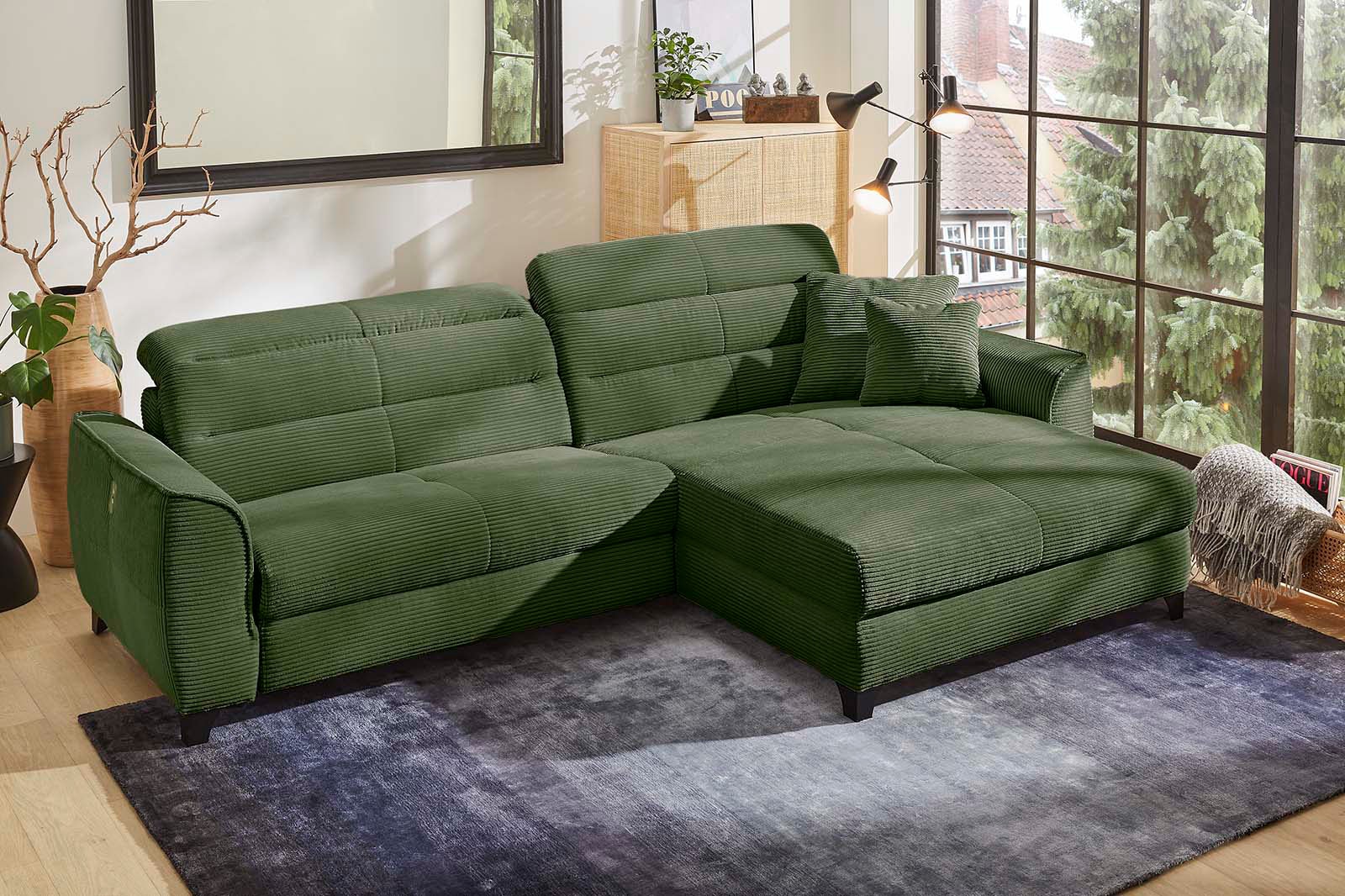 Jockenhöfer Gruppe 1100000002199 "Double One L-Form, B: 288 cm, 2x120 cm breite, elektr. Relaxfunktionen" Kopfteilverstellung, USB-Anschluss & Zierkissen