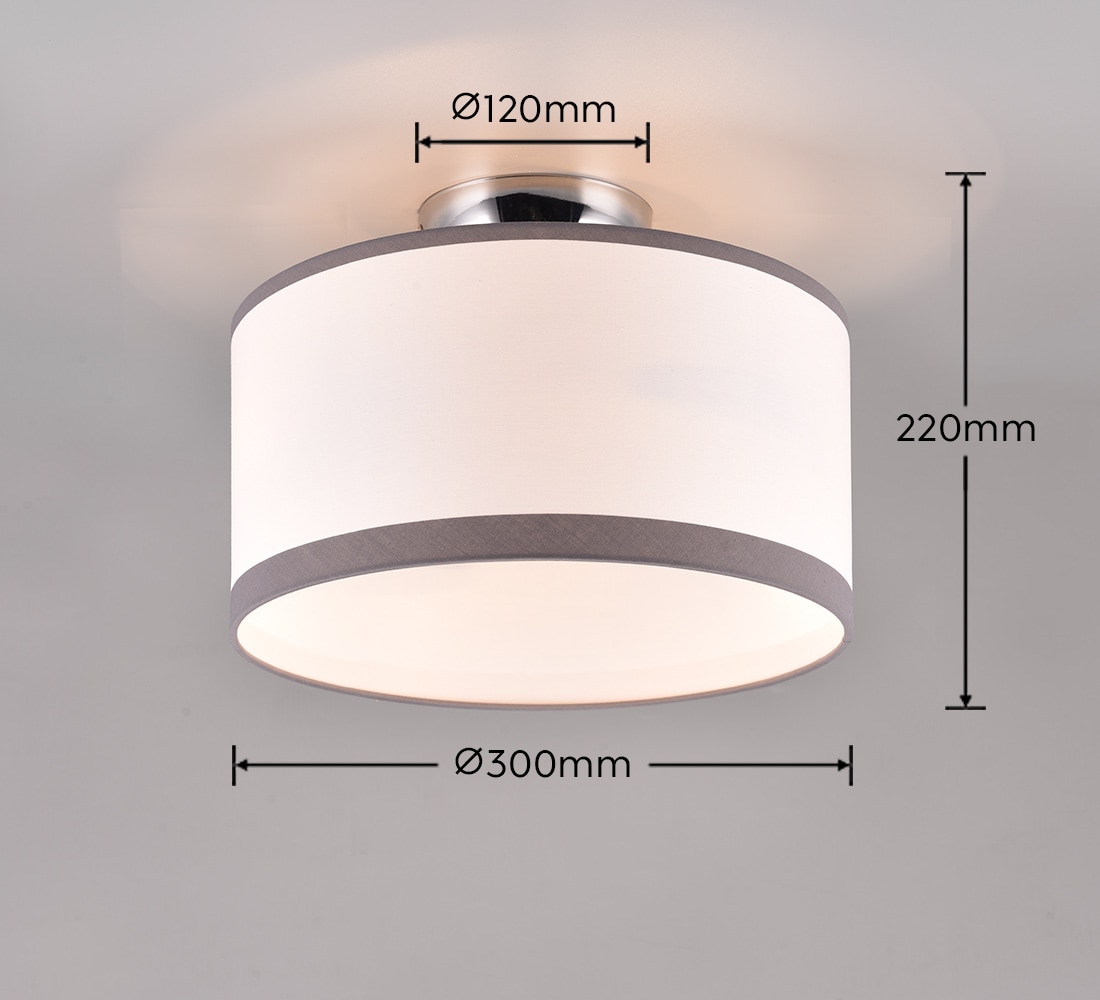REALITY Leuchten Deckenleuchte »DAVOS, Deckenlampe mit Stoffschirm exkl 2xE14 max 28W Ø30cm Höhe 22cm«, 2 flammig, Leuchtmittel E14 | Leuchtmittel wechselbar, Deckenleuchte Küche Schlafzimmer Wohnzimmer Stoffschirm zweifarbig