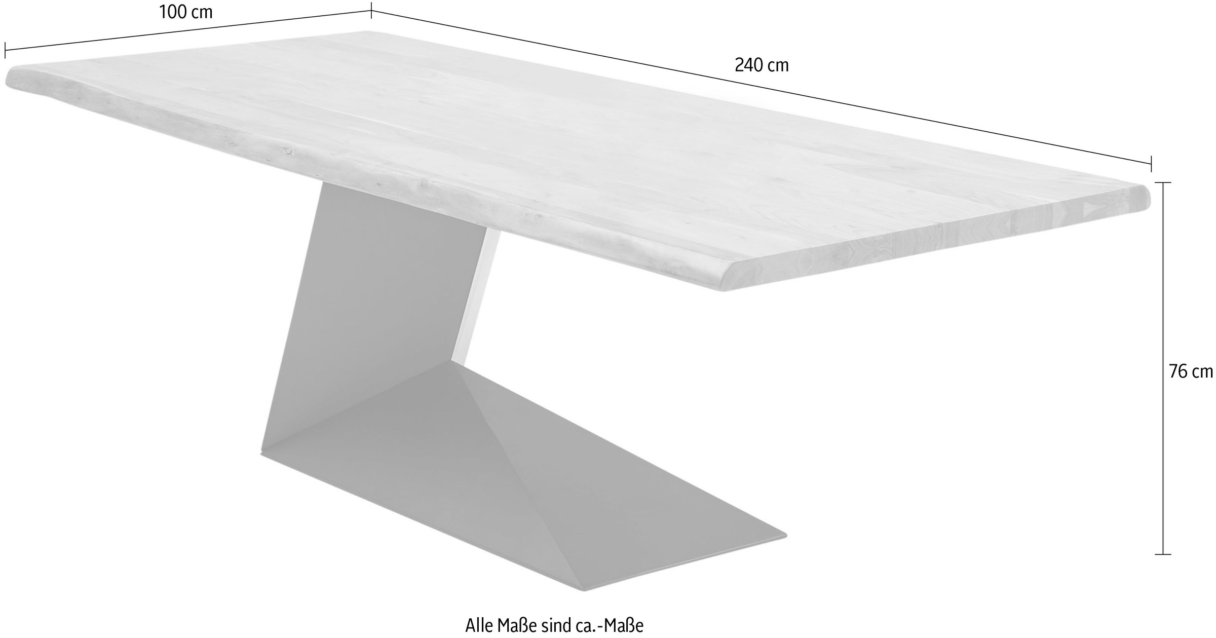 Stolkom Esstisch »Alan Esszimmertisch Massivholz, wahlweise in 240 oder 200 cm breite«, Akazie Massivholz, Flächenbelastung des Tisches ca. 90 kg