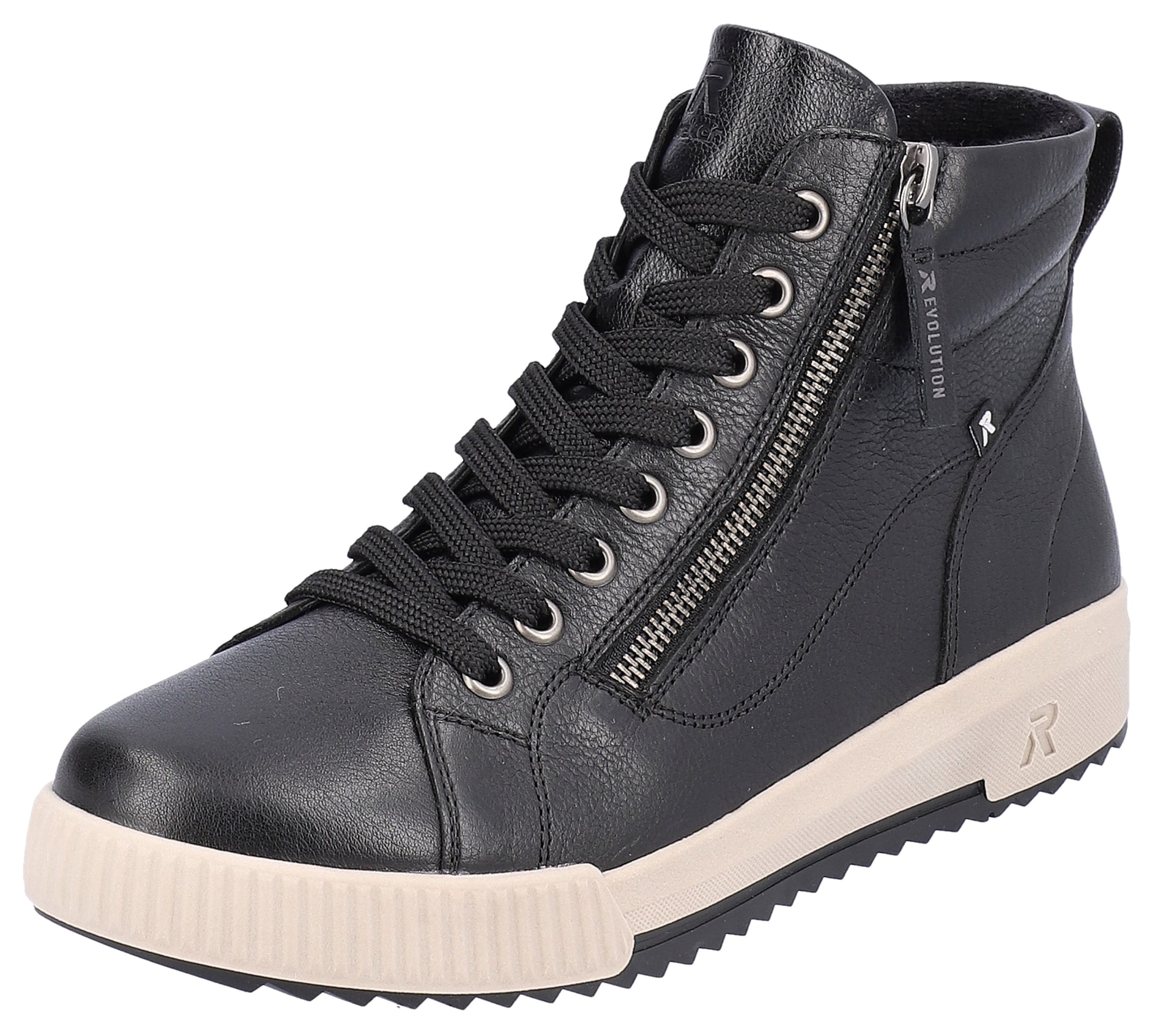 RIEKER Sport Schnürboots Stiefelette, High Top Sneaker, Freizeitboots mit Reißverschluss
