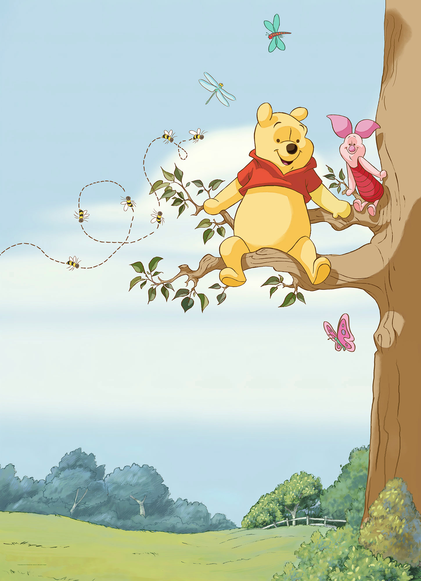 Komar Fototapete "Winnie the Pooh Tree - Größe 184 x 254 cm" bedruckt glatt Kinderzimmer