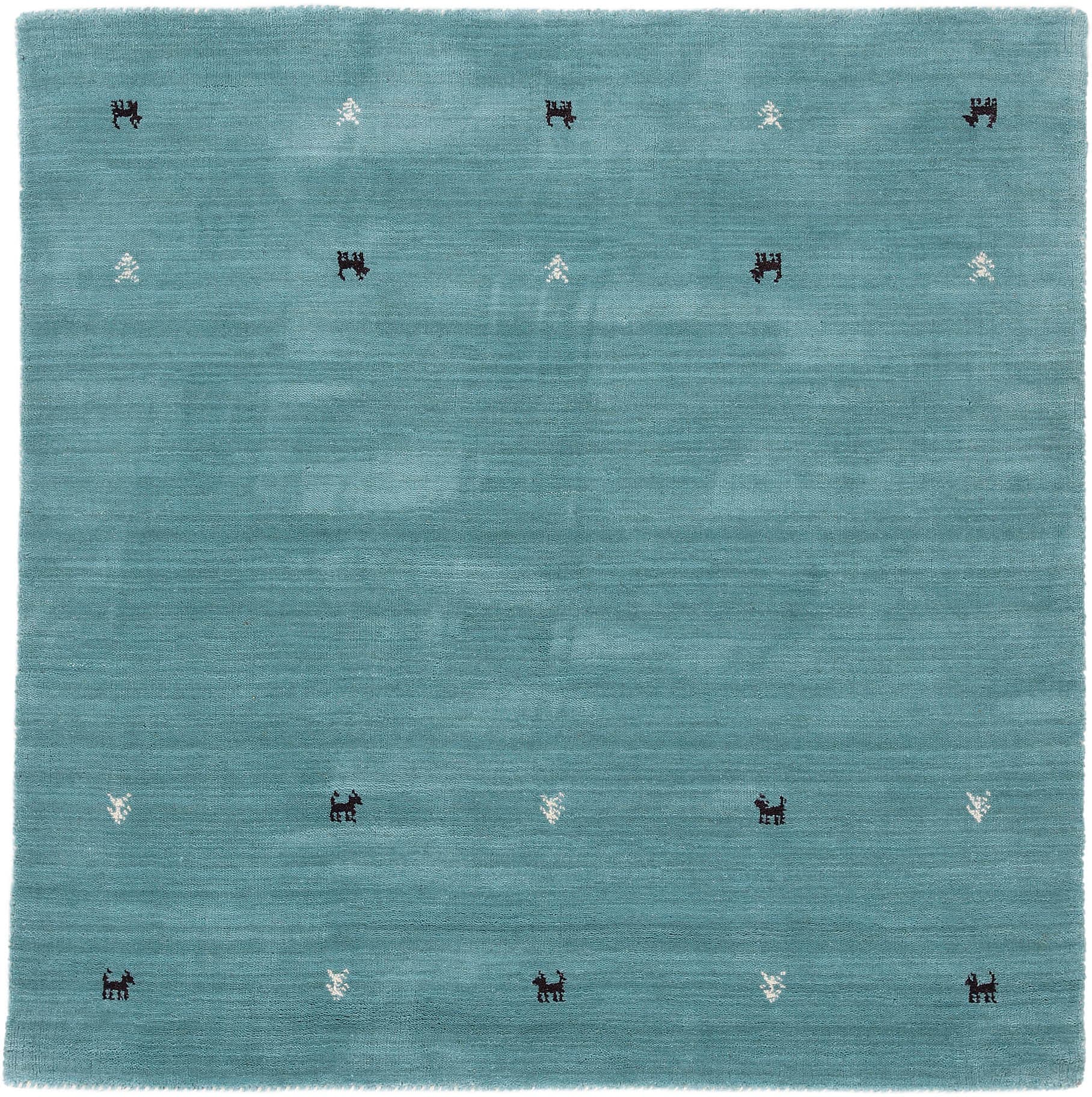 carpetfine Wollteppich »Gabbeh-Uni«, quadratisch, 15 mm Höhe, reine Wolle, handgewebt, Gabbeh Loom Tiermotiv, Sonderform Quadrat