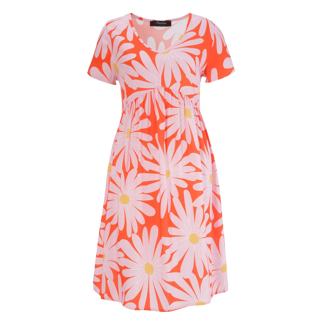 Damenmode Kleider Aniston CASUAL Sommerkleid, mit großflächigem Blütendruck koralle-rose-adra-weiß-dunkelgelb Damenmode Kleider Aniston CASUAL Sommerkleid, mit großflächigem Blütendruck koralle-rose-adra-weiß-dunkelgelb