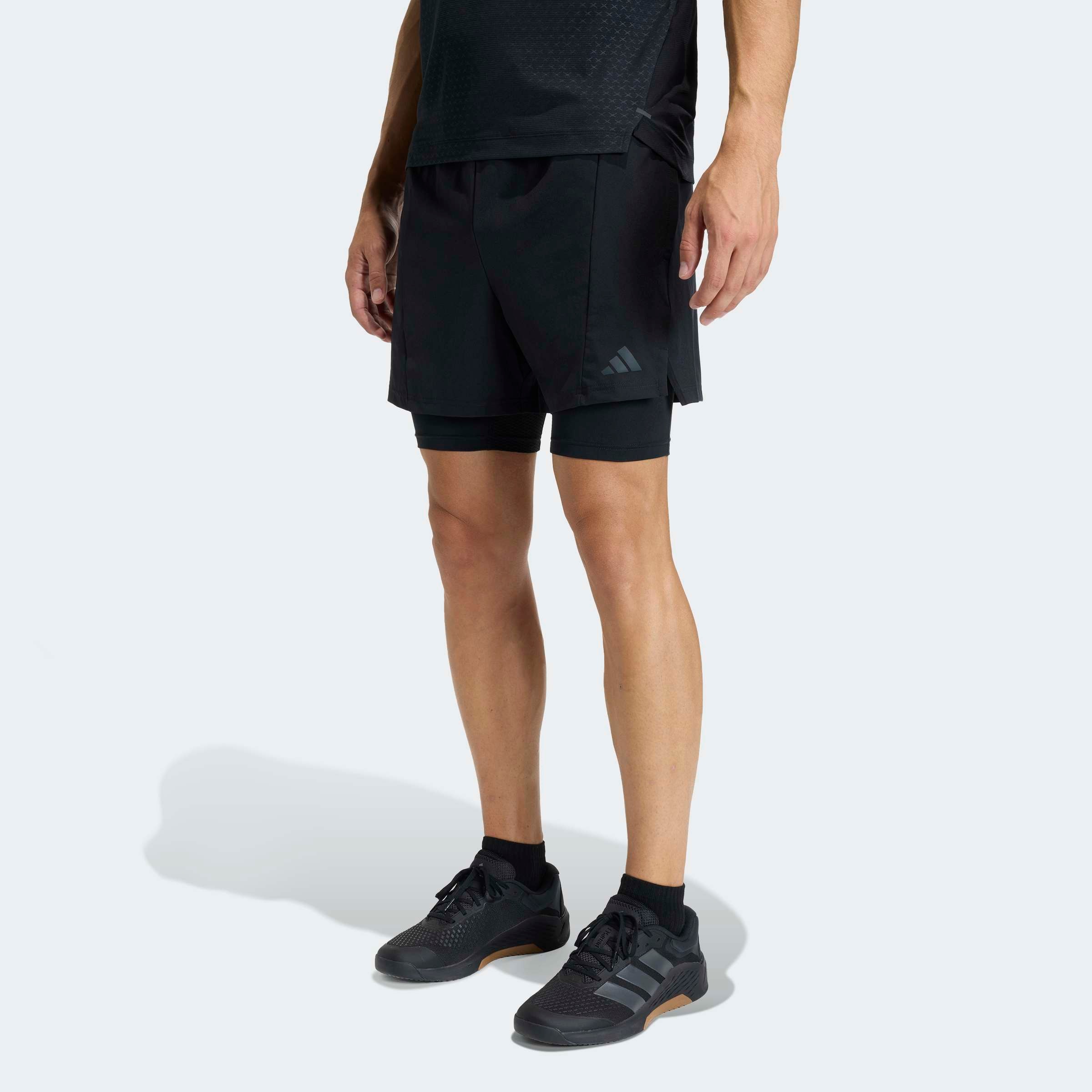 Shorts ADIDAS PERFORMANCE "D4T WORKOUT 2IN1", Gr. 3XL, N-Gr, schwarz, normal, gr., Obermaterial: 87% Polyester, 13% Elasthan, Hosen Shorts