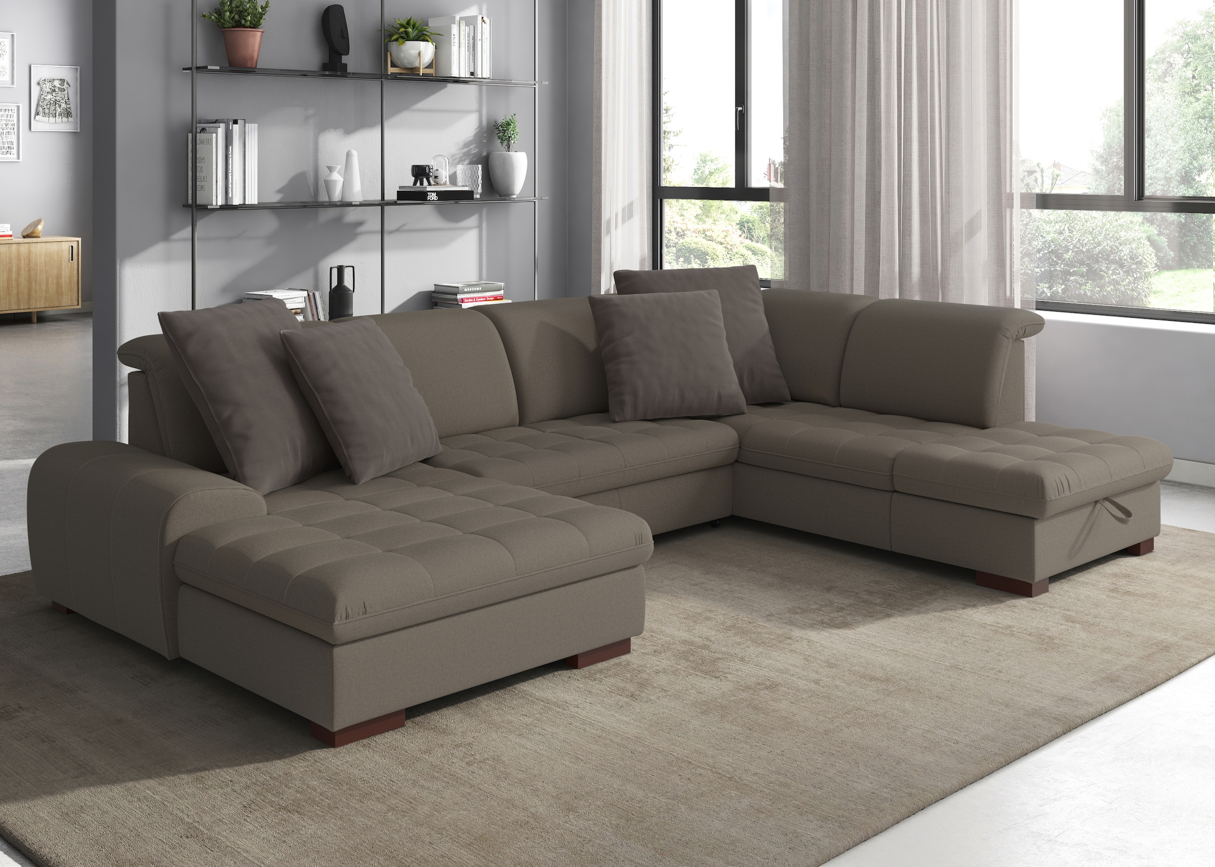 sit&more Wohnlandschaft "Luxor U-Form" wahlweise mit Schlaffunktion, Bettkasten und Kopfteilverstellung